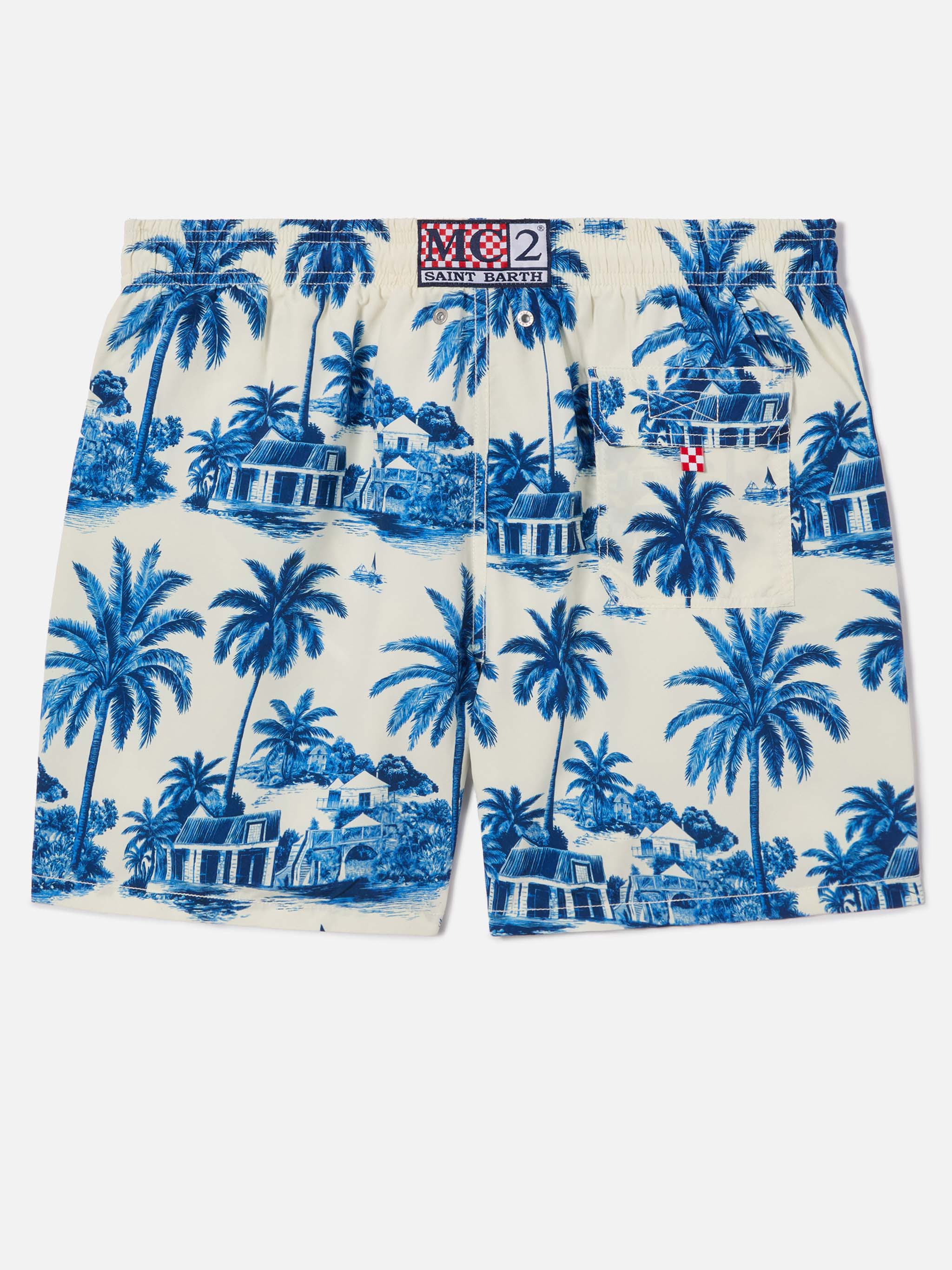 Gustavia swim shorts with blue toile de jouy print | Special Edition - Image 2