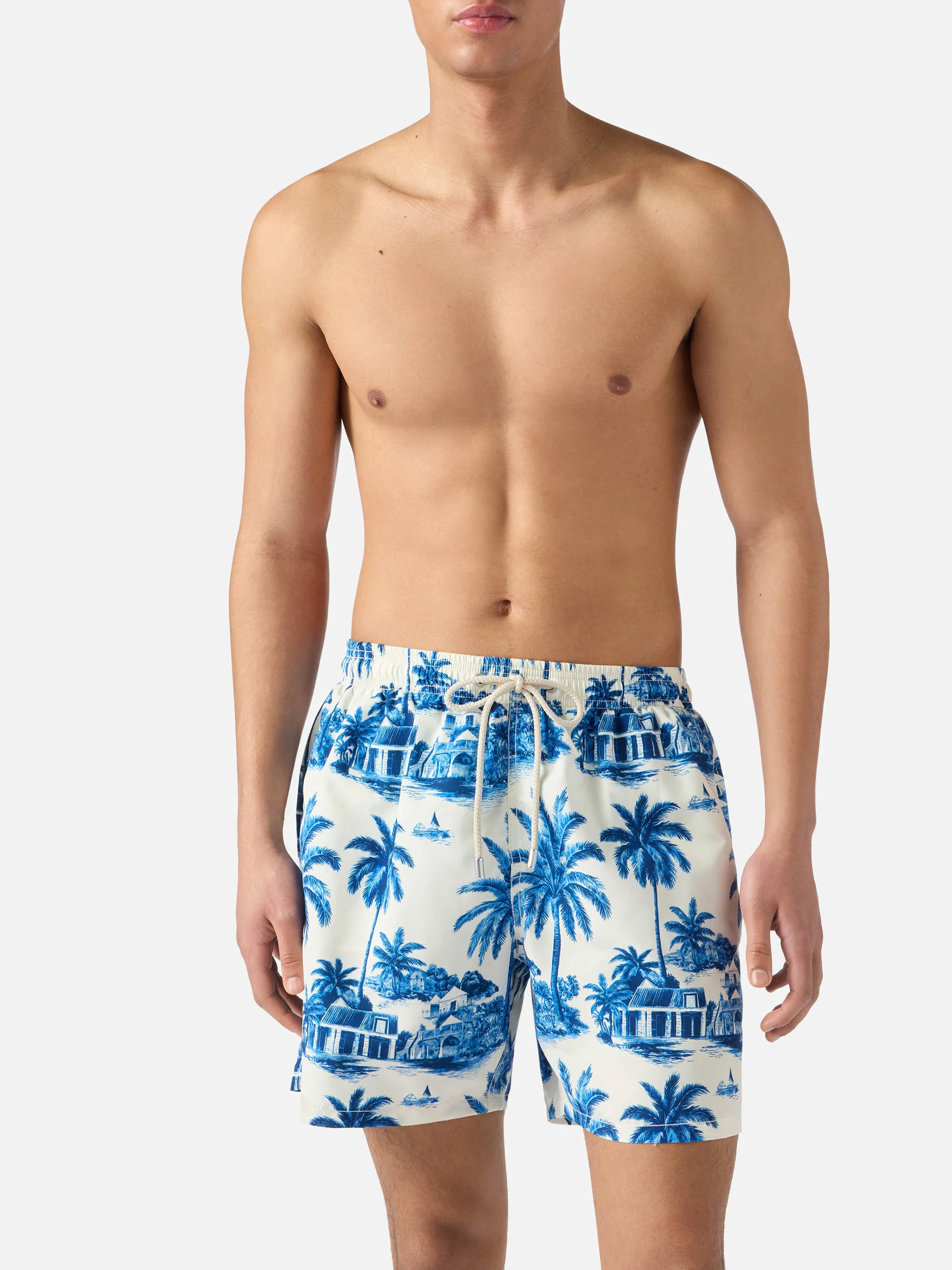Gustavia swim shorts with blue toile de jouy print | Special Edition - Image 3