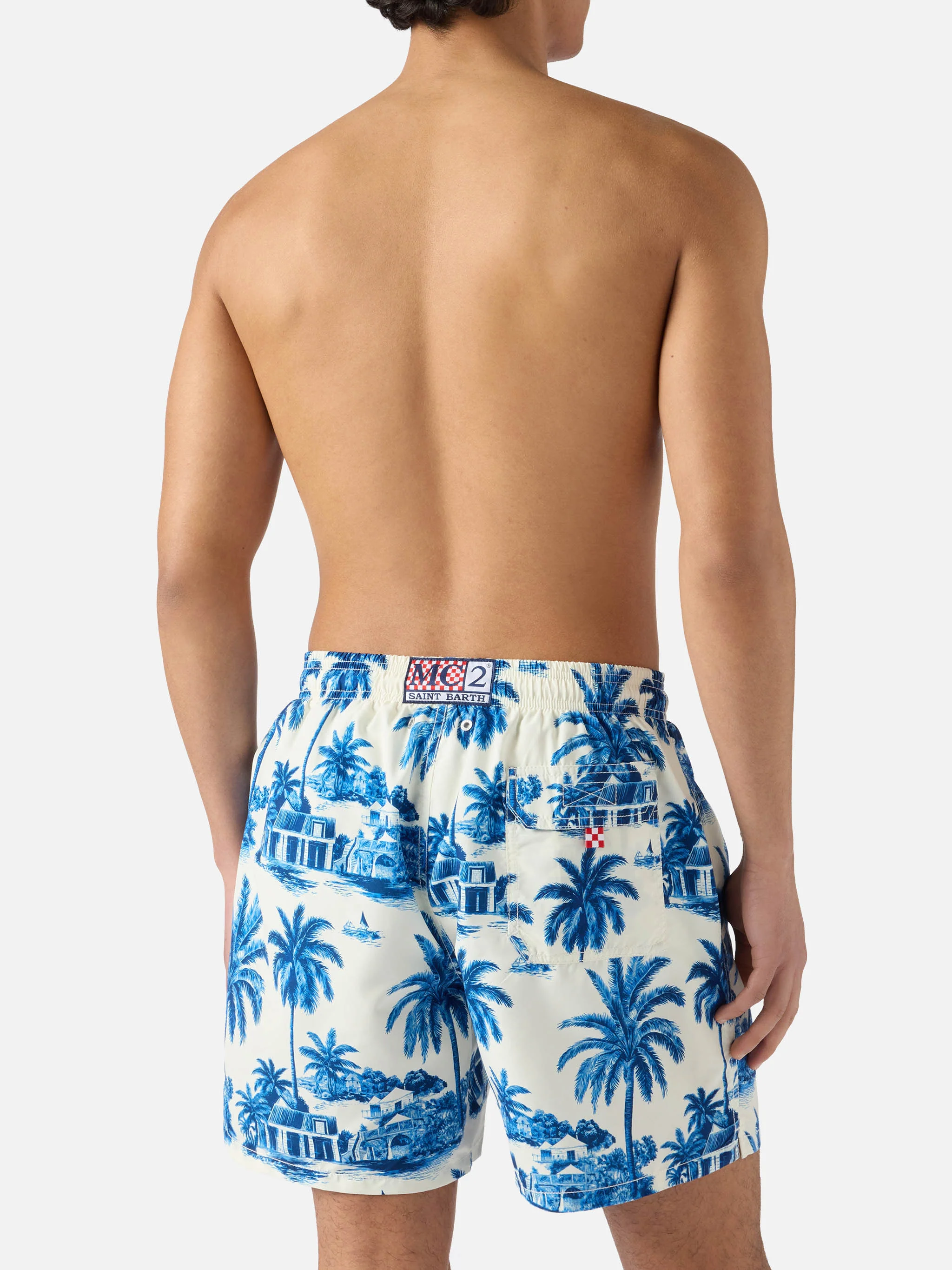 Gustavia swim shorts with blue toile de jouy print | Special Edition - Image 5