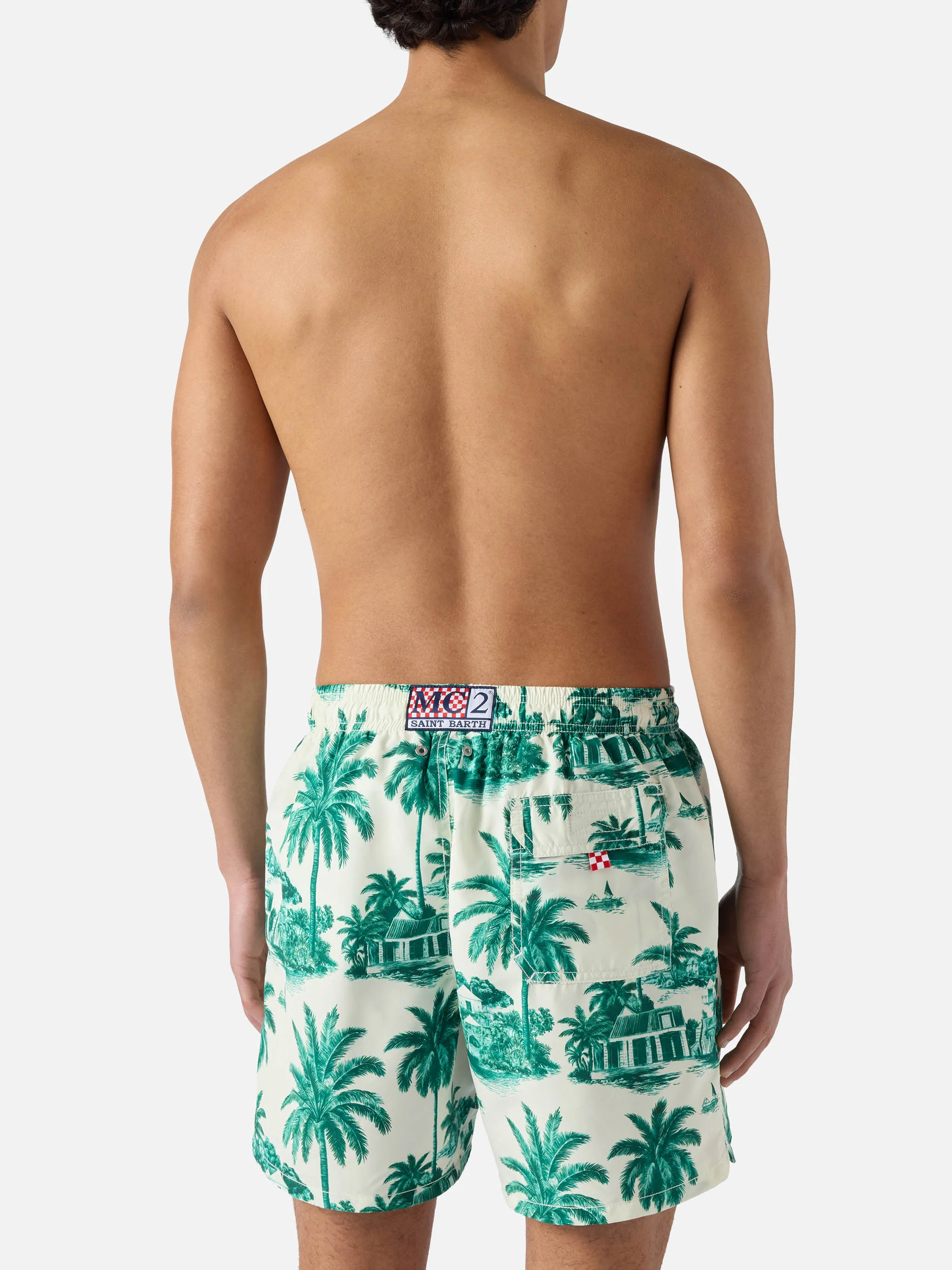 Gustavia swim shorts with green toile de jouy print | Special Edition - Image 5
