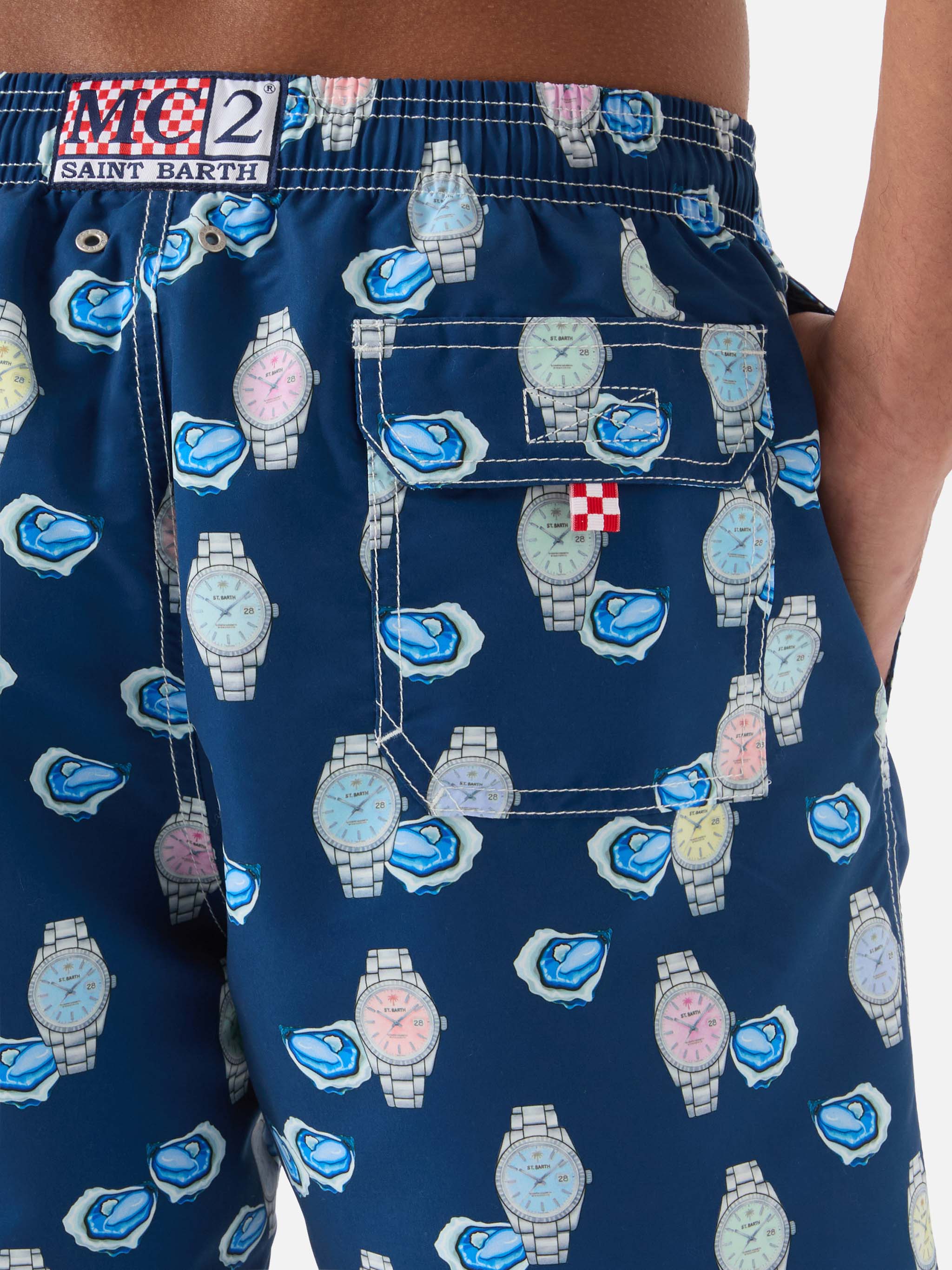 Gustavia swim shorts with oysters and watches print - Image 6