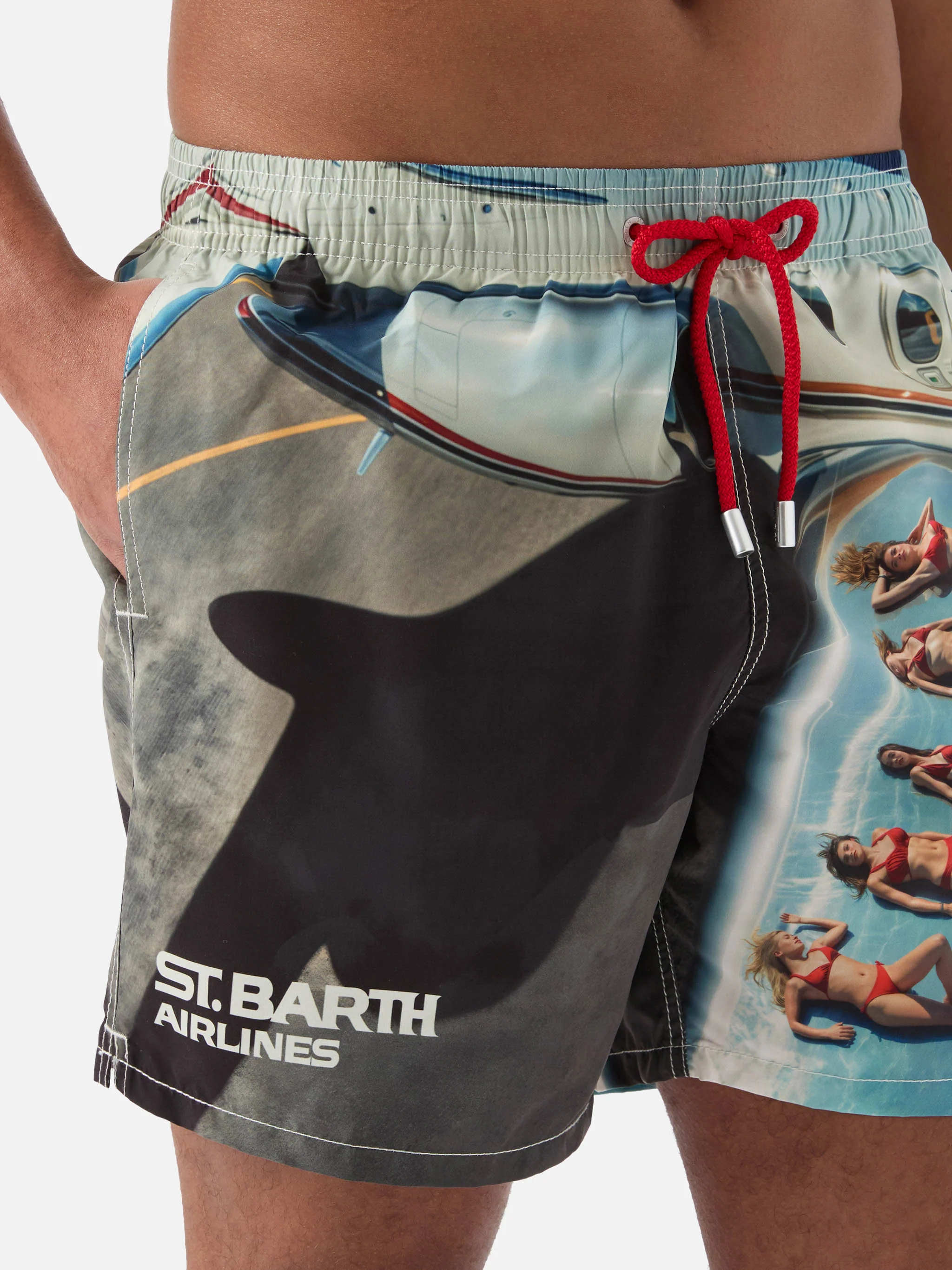 Gustavia swim shorts with St. Barth Airlines print | Special Edition - Image 4