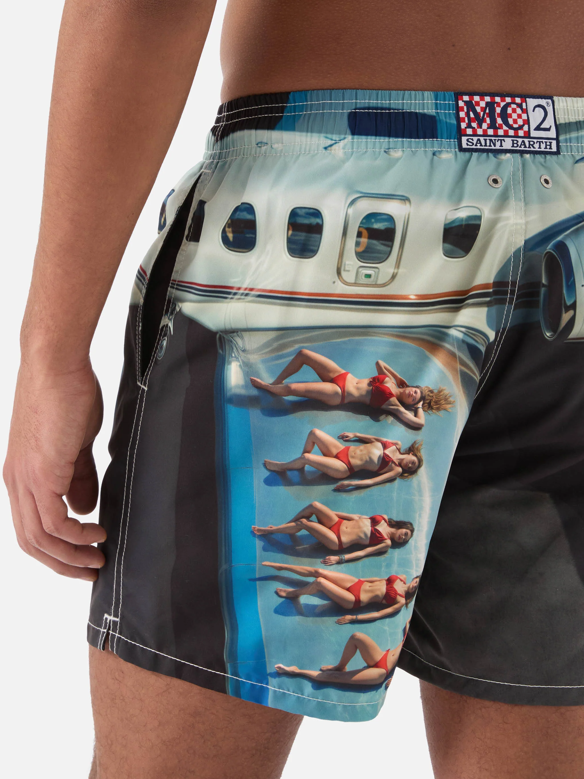 Gustavia swim shorts with St. Barth Airlines print | Special Edition - Image 6