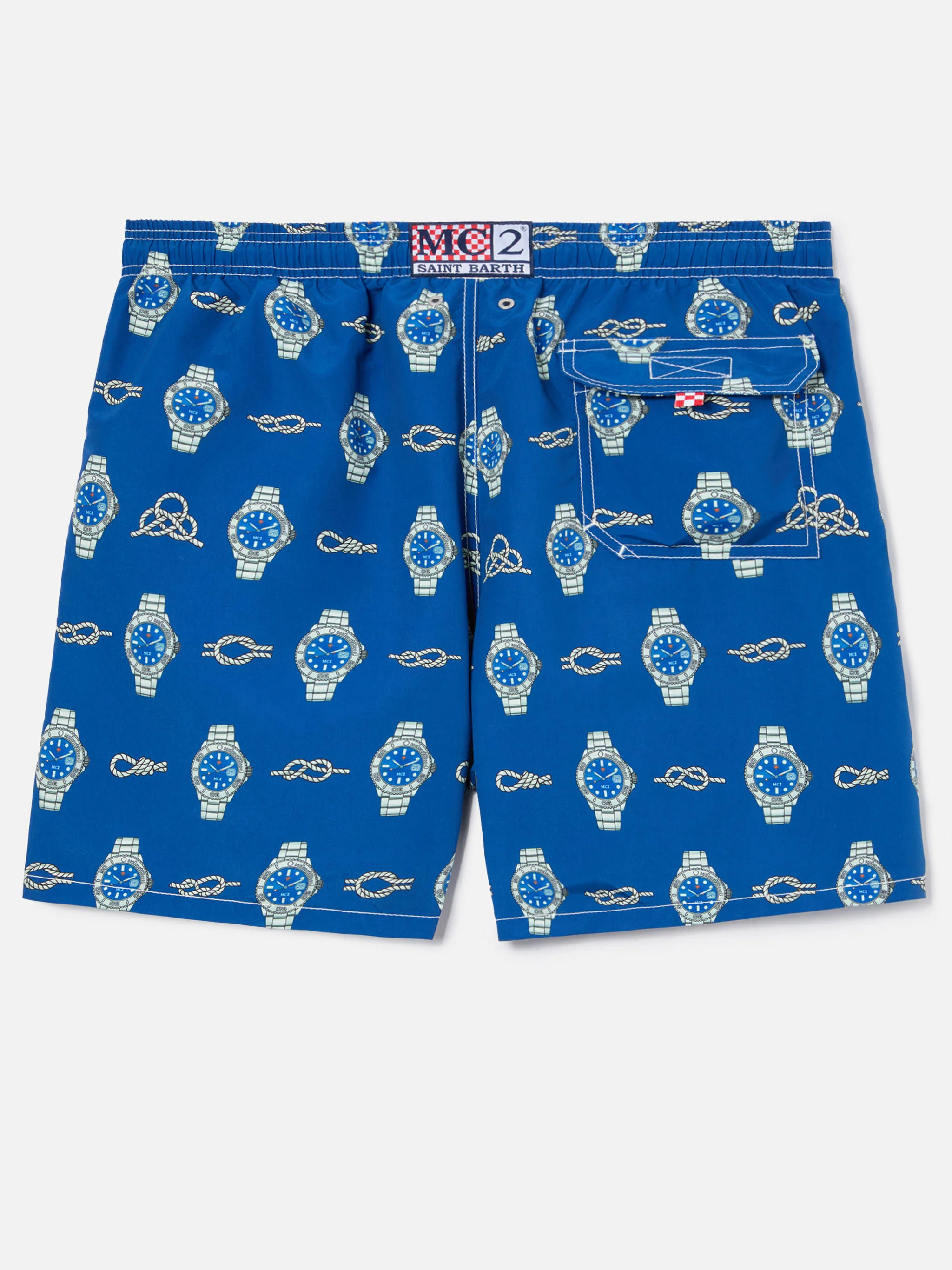 Gustavia swim shorts with watches and nautical knots print - Image 2
