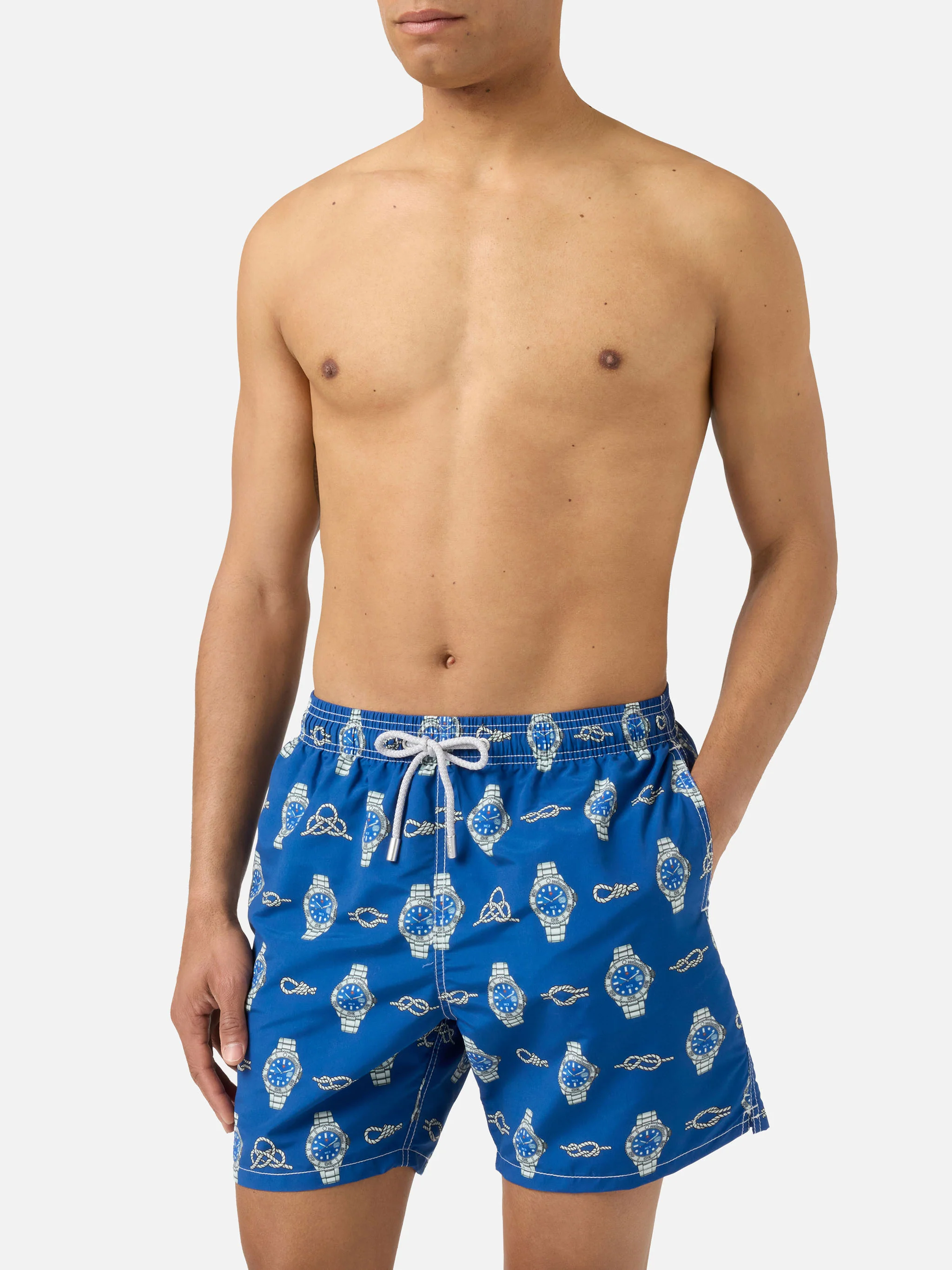 Gustavia swim shorts with watches and nautical knots print - Image 3