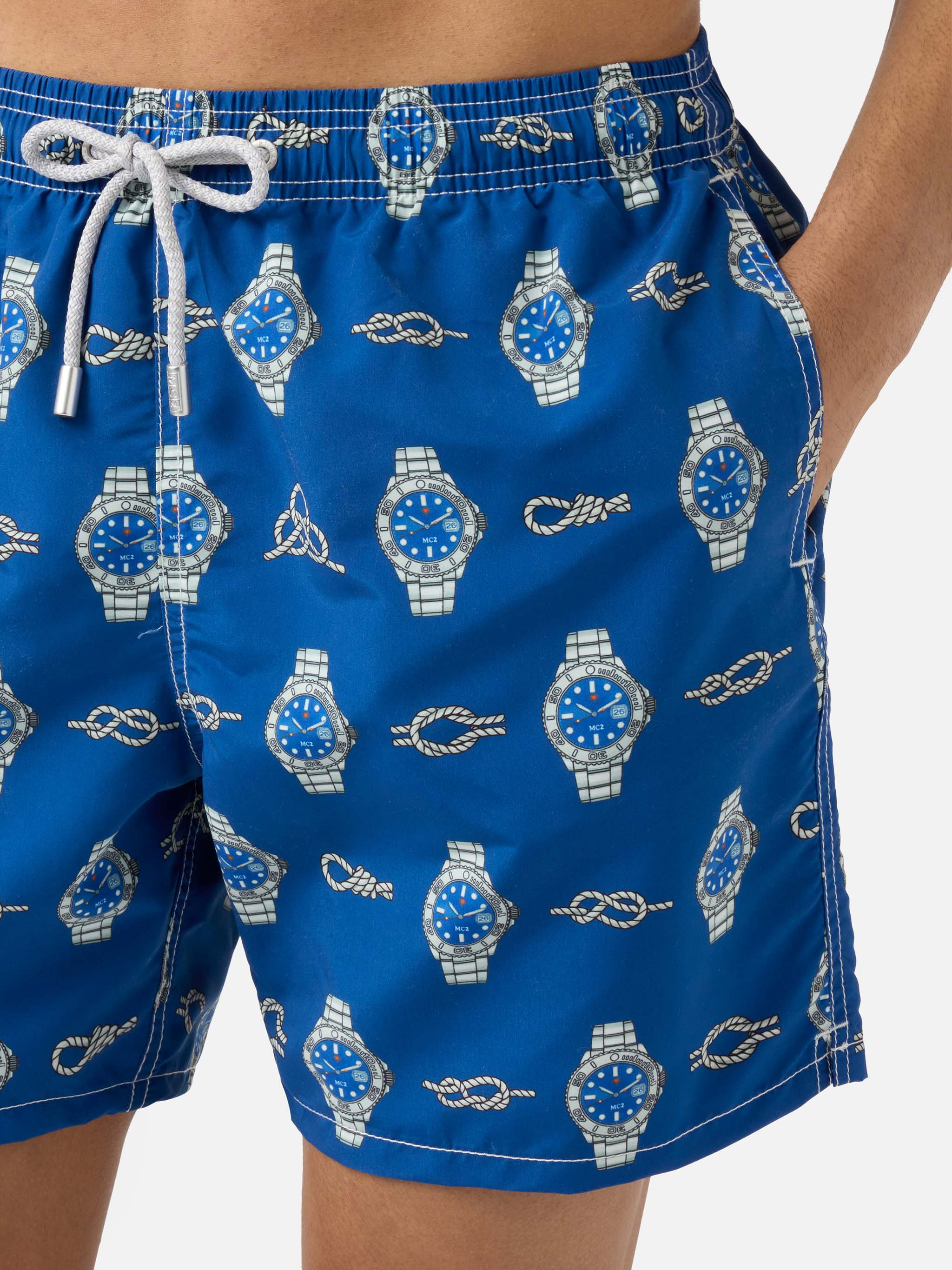Gustavia swim shorts with watches and nautical knots print - Image 4