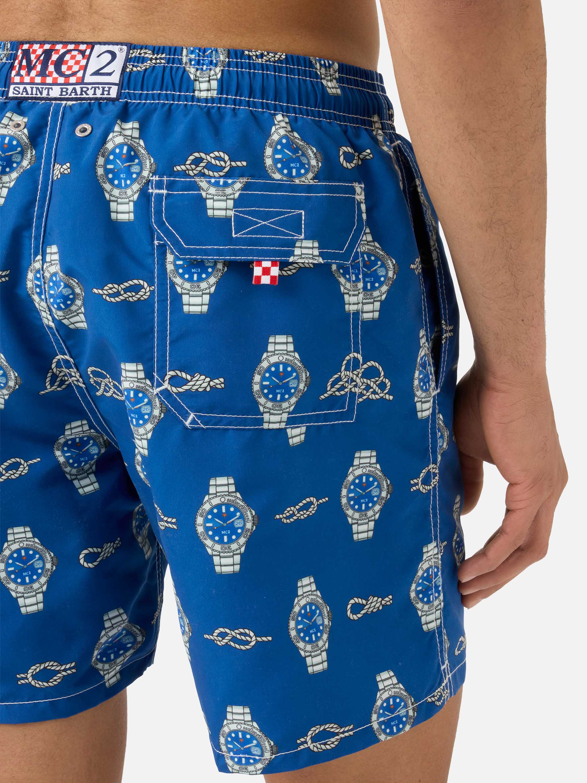 Gustavia swim shorts with watches and nautical knots print - Image 6