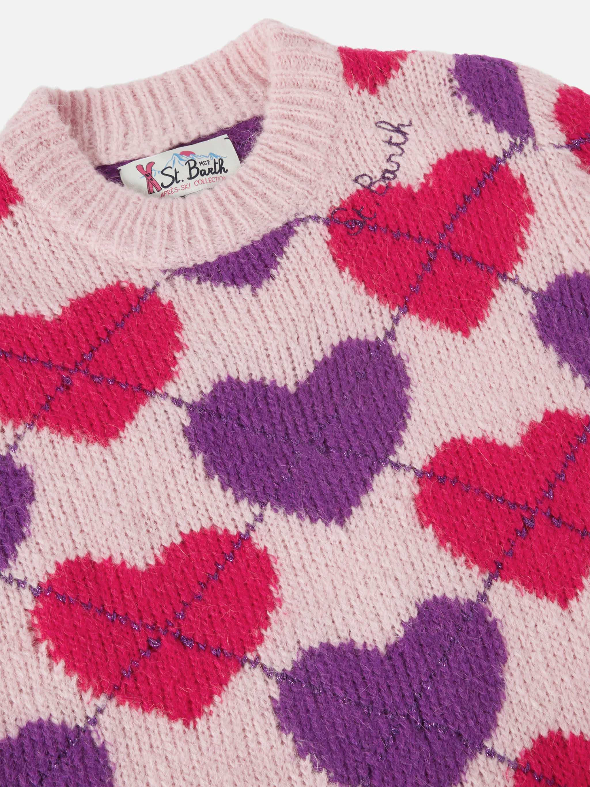 Half-turtleneck knitted dress Cutie Soft with argyle jacquard - Image 2