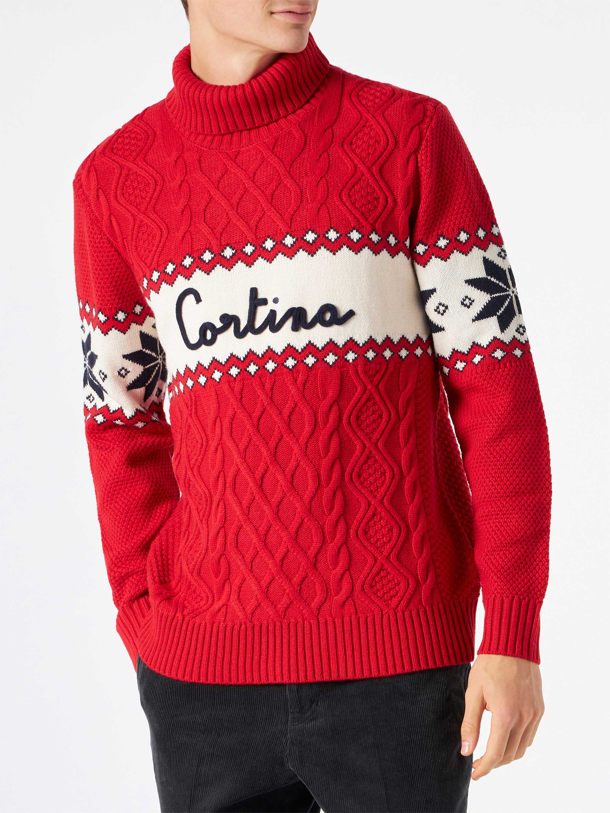 Half-turtleneck sweater with Cortina lettering - Image 2