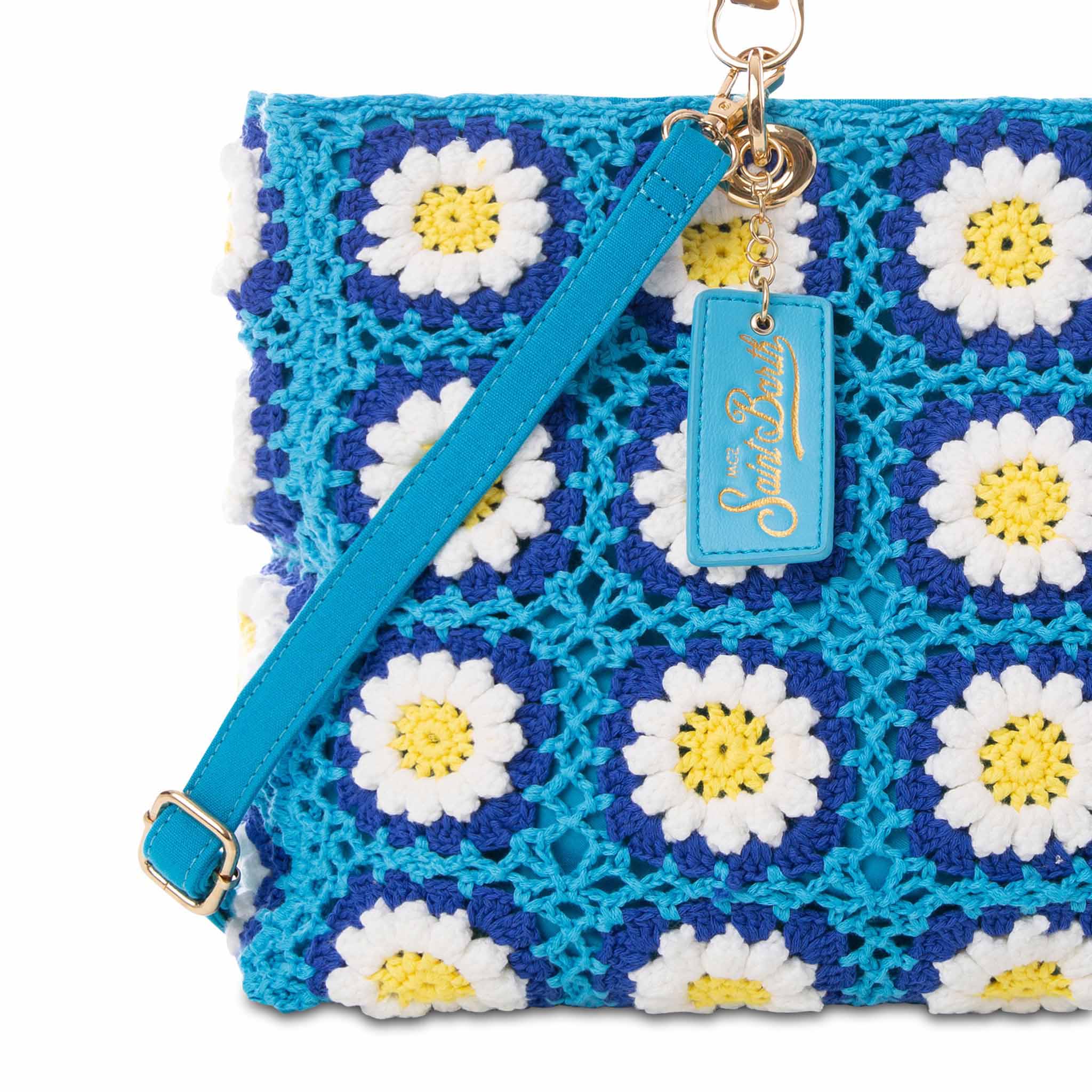 Victoria Crochet light blue floral crochet bag - Image 3