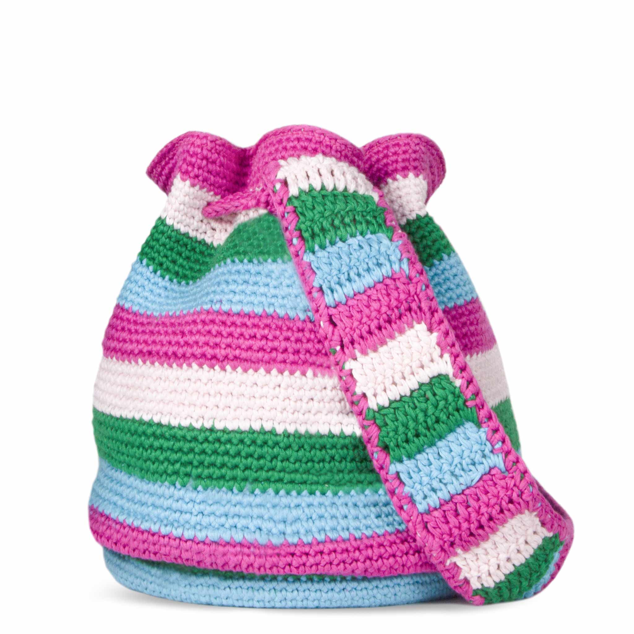 Crochet Bucket multicolor striped crochet bucket bag - Image 4