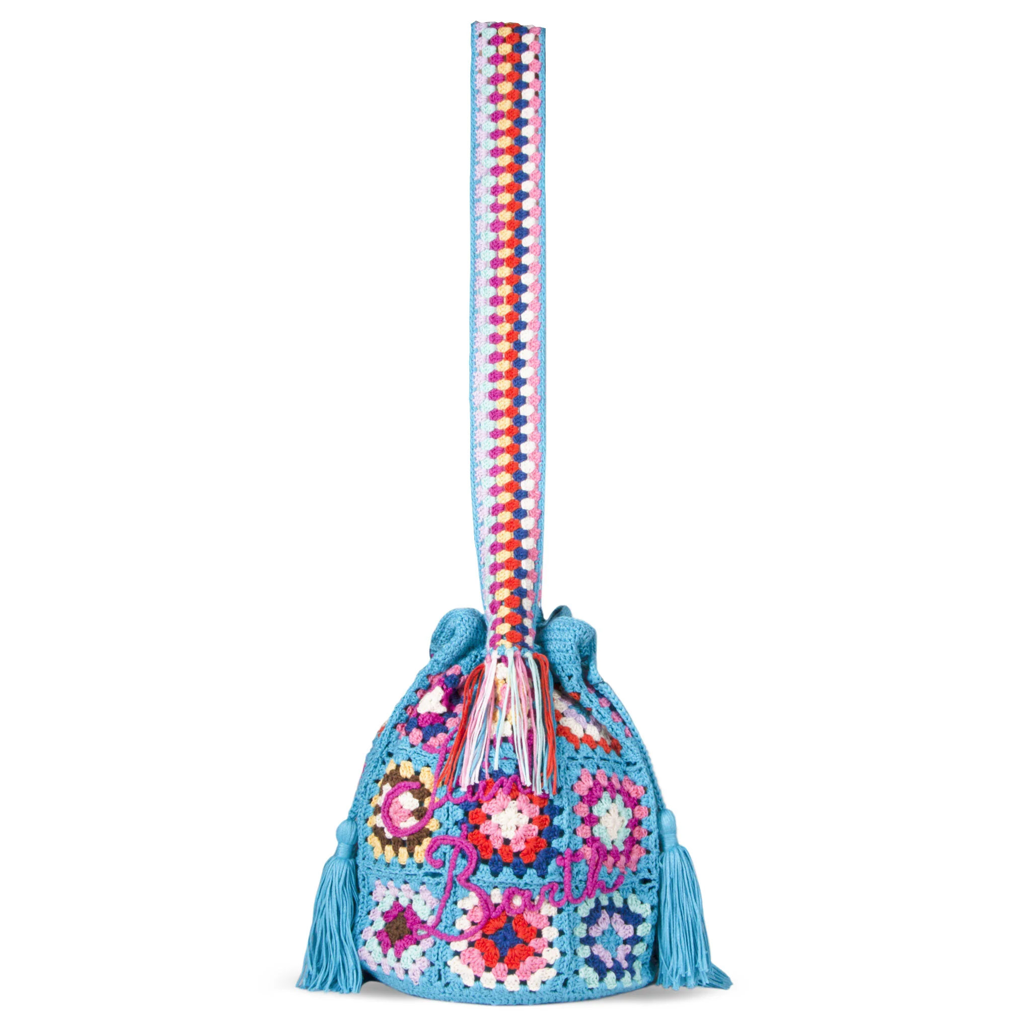 Crochet Bucket multicolor embroidered crochet bucket bag - Image 3