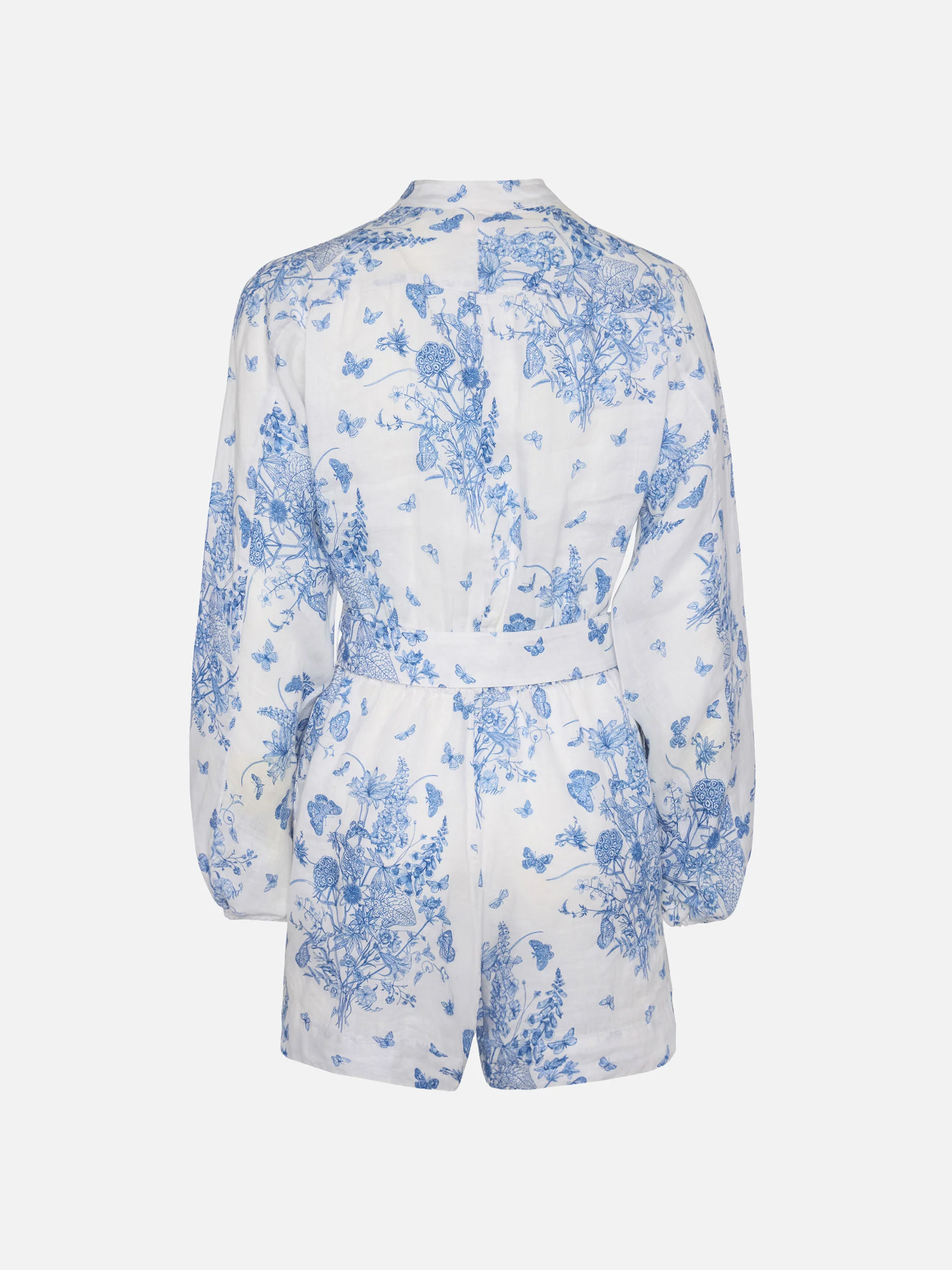 Hanniel linen playsuit with butterfly toile de jouy print - Image 5