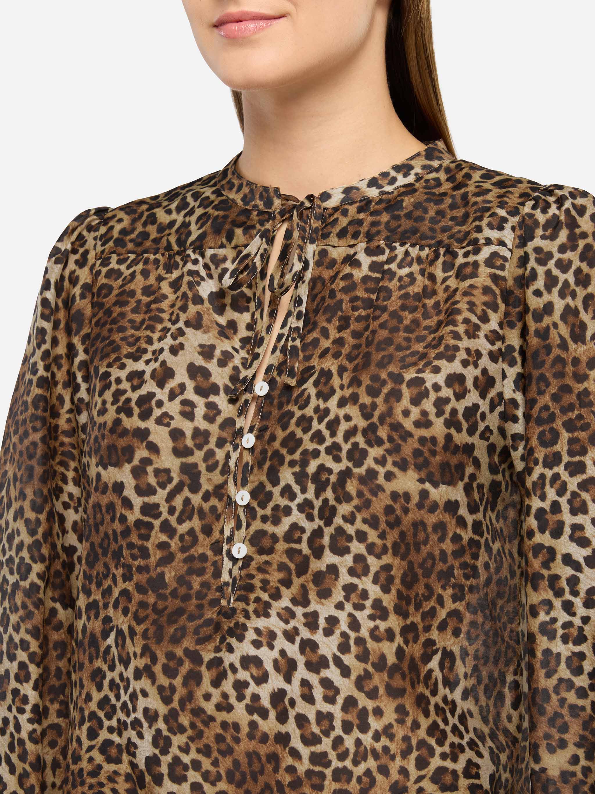 Harper silk voile blouse in silk voile with animalier print - Image 2