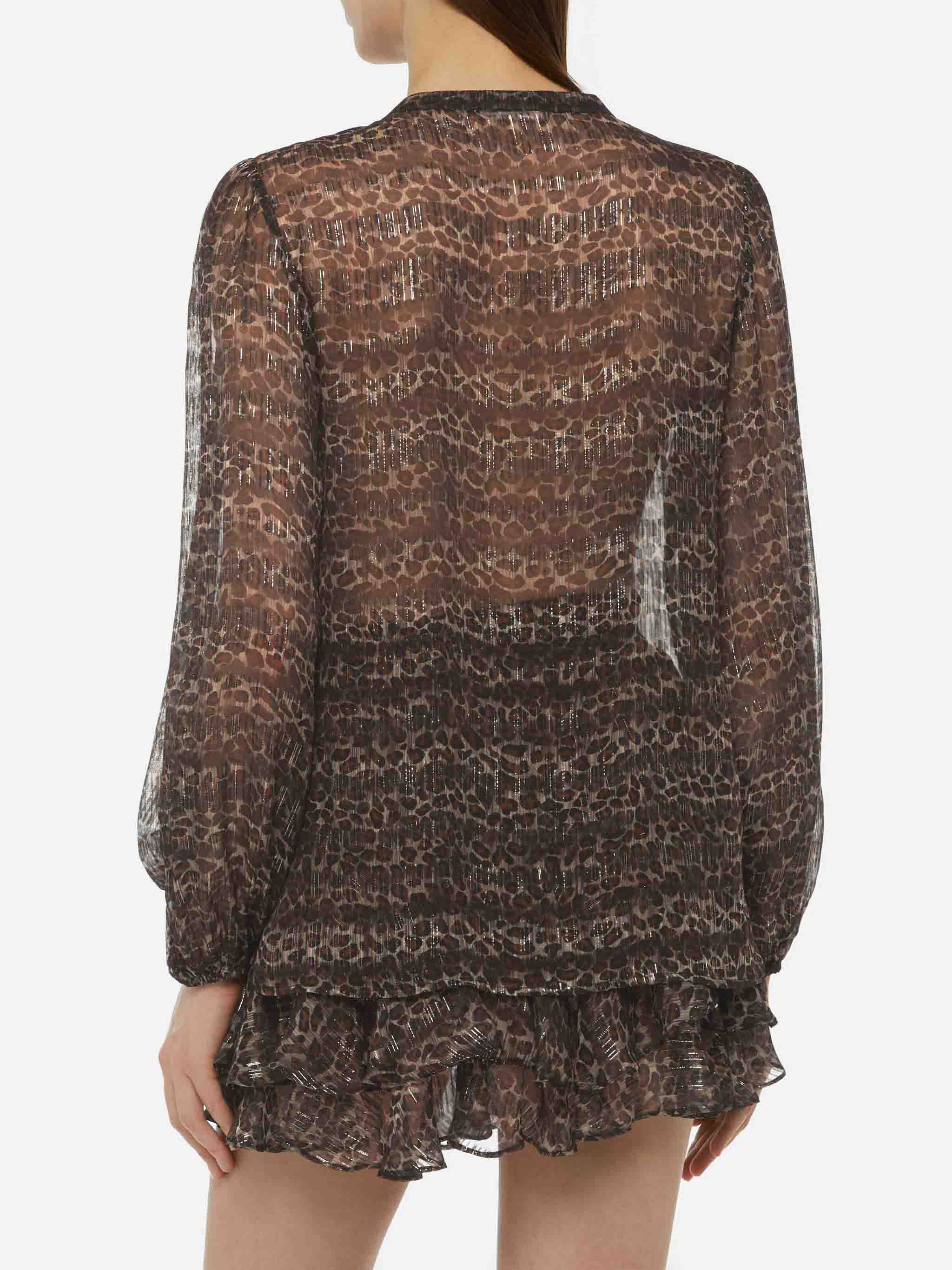 Harper silk voile blouse in lurex silk voile with animalier print - Image 4