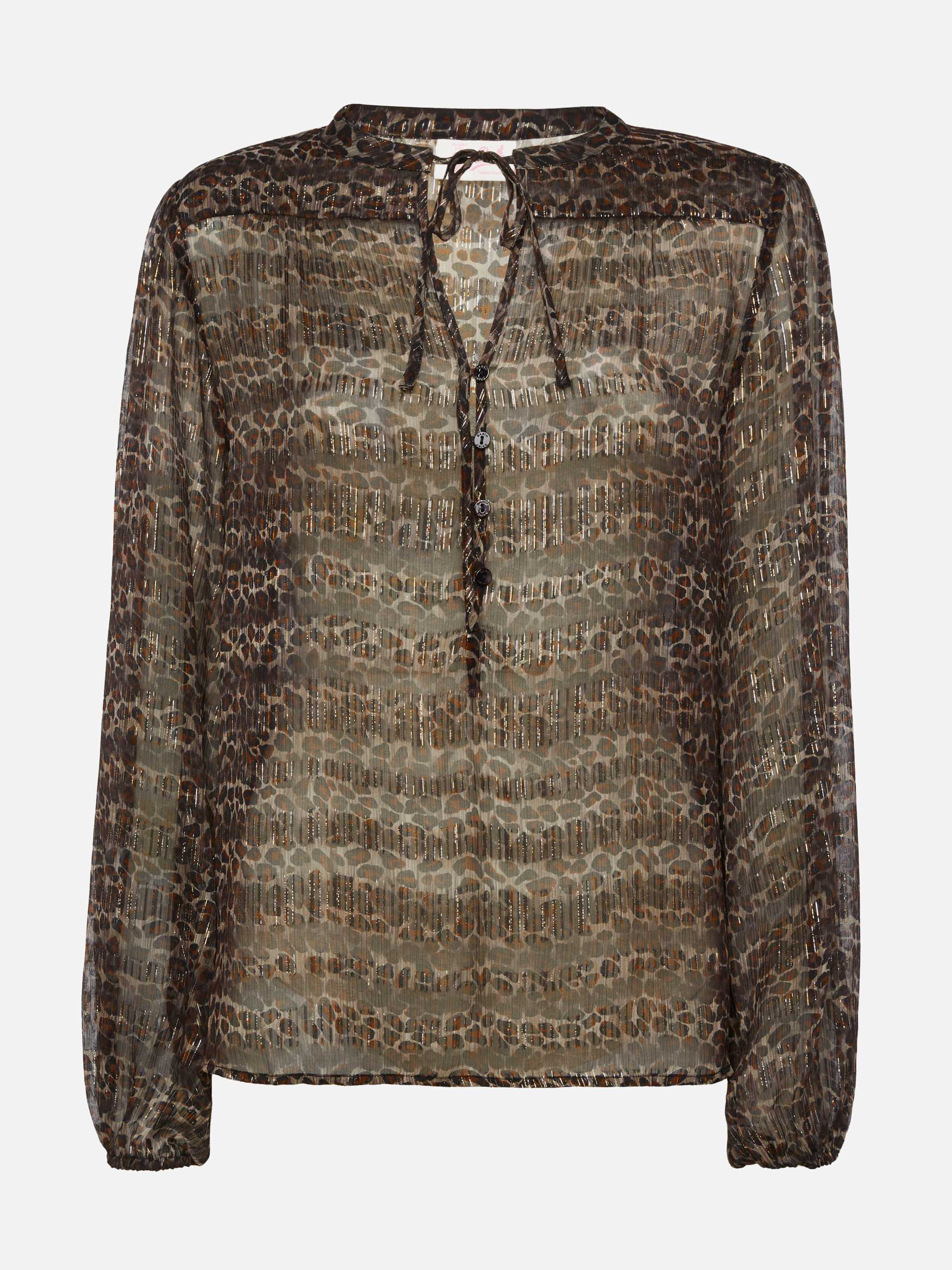 Harper silk voile blouse in lurex silk voile with animalier print - Image 5