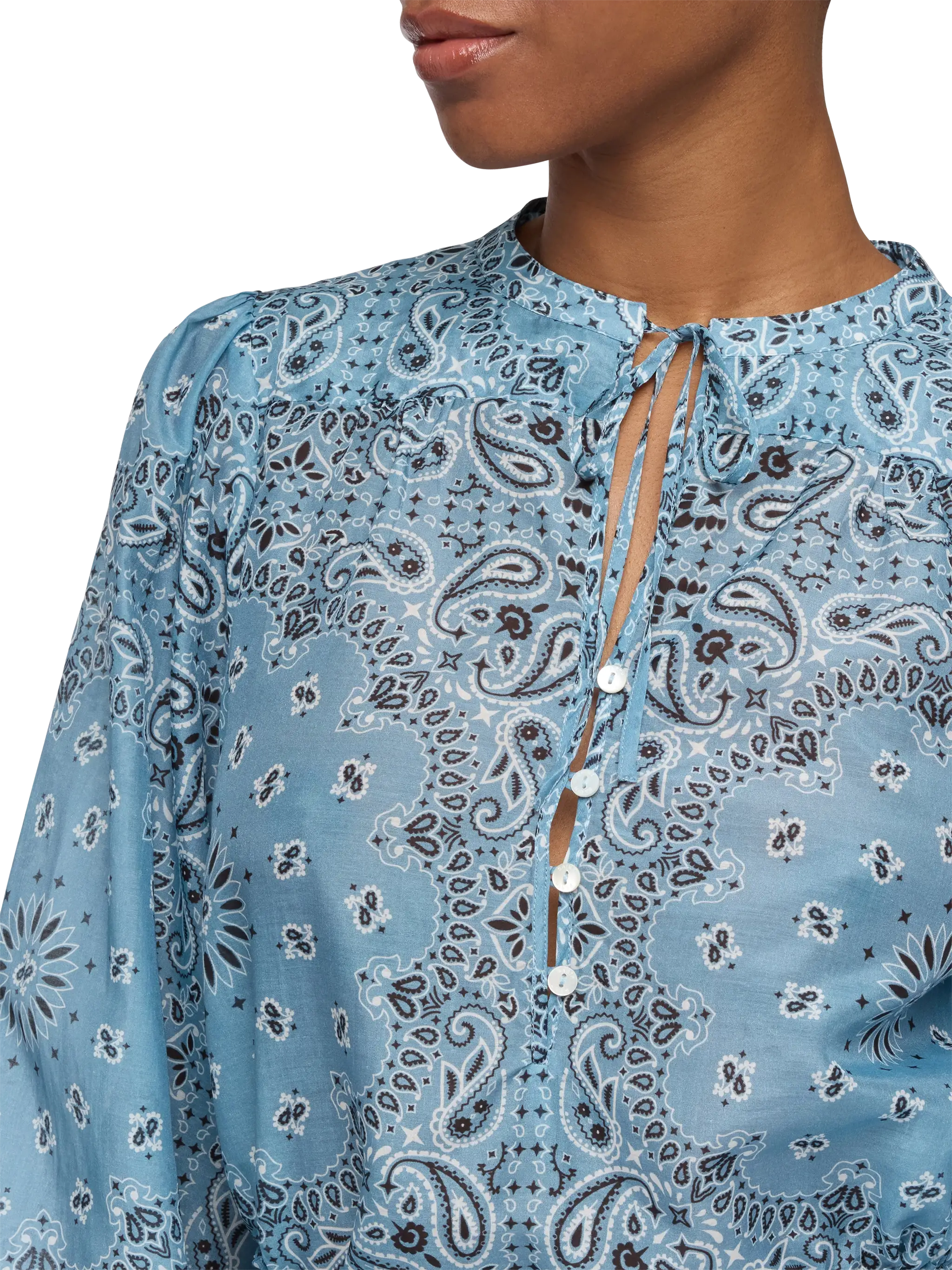 Harper blouse in lurex silk voile with bandana print - Image 2