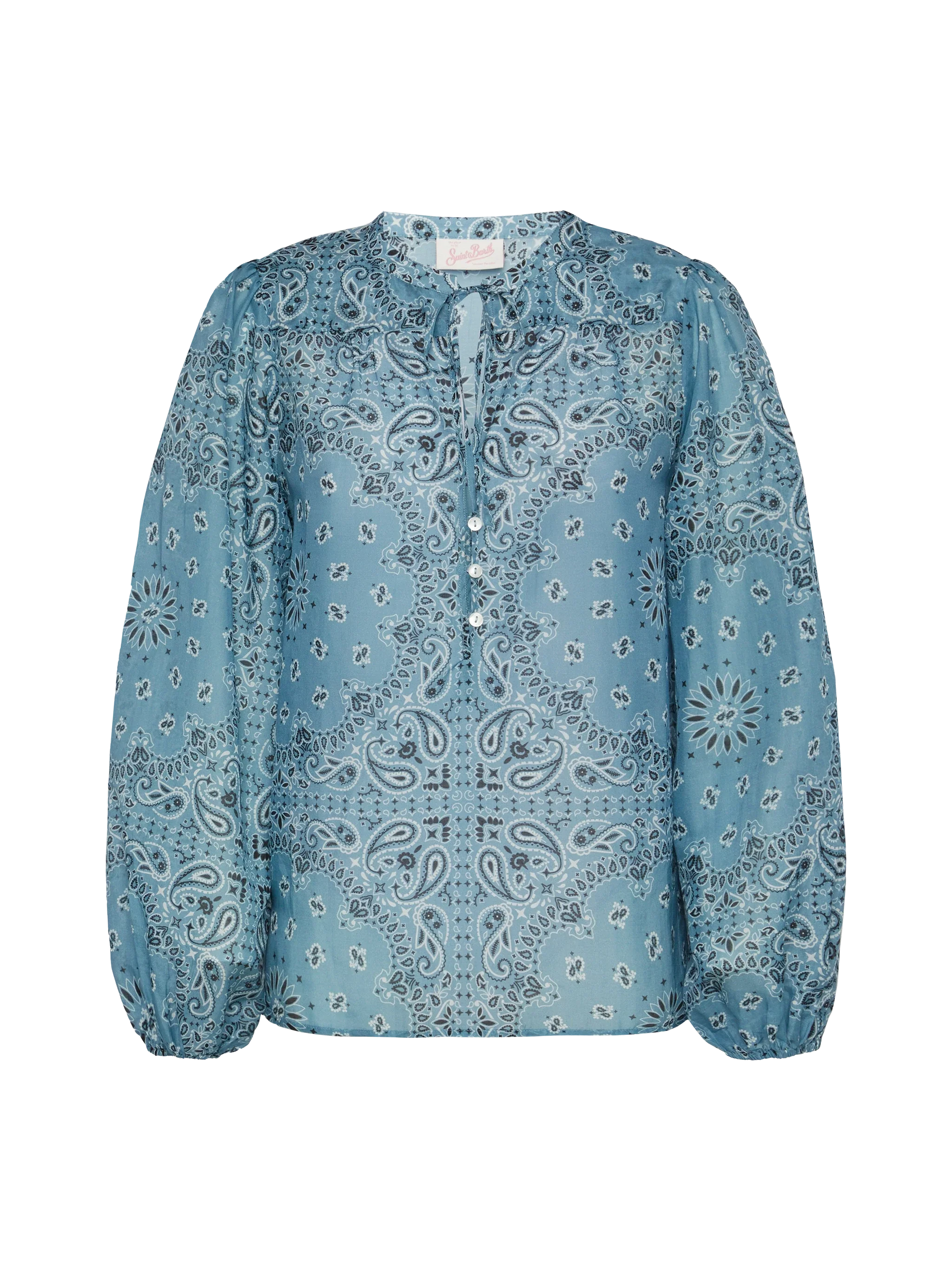 Harper blouse in lurex silk voile with bandana print - Image 5