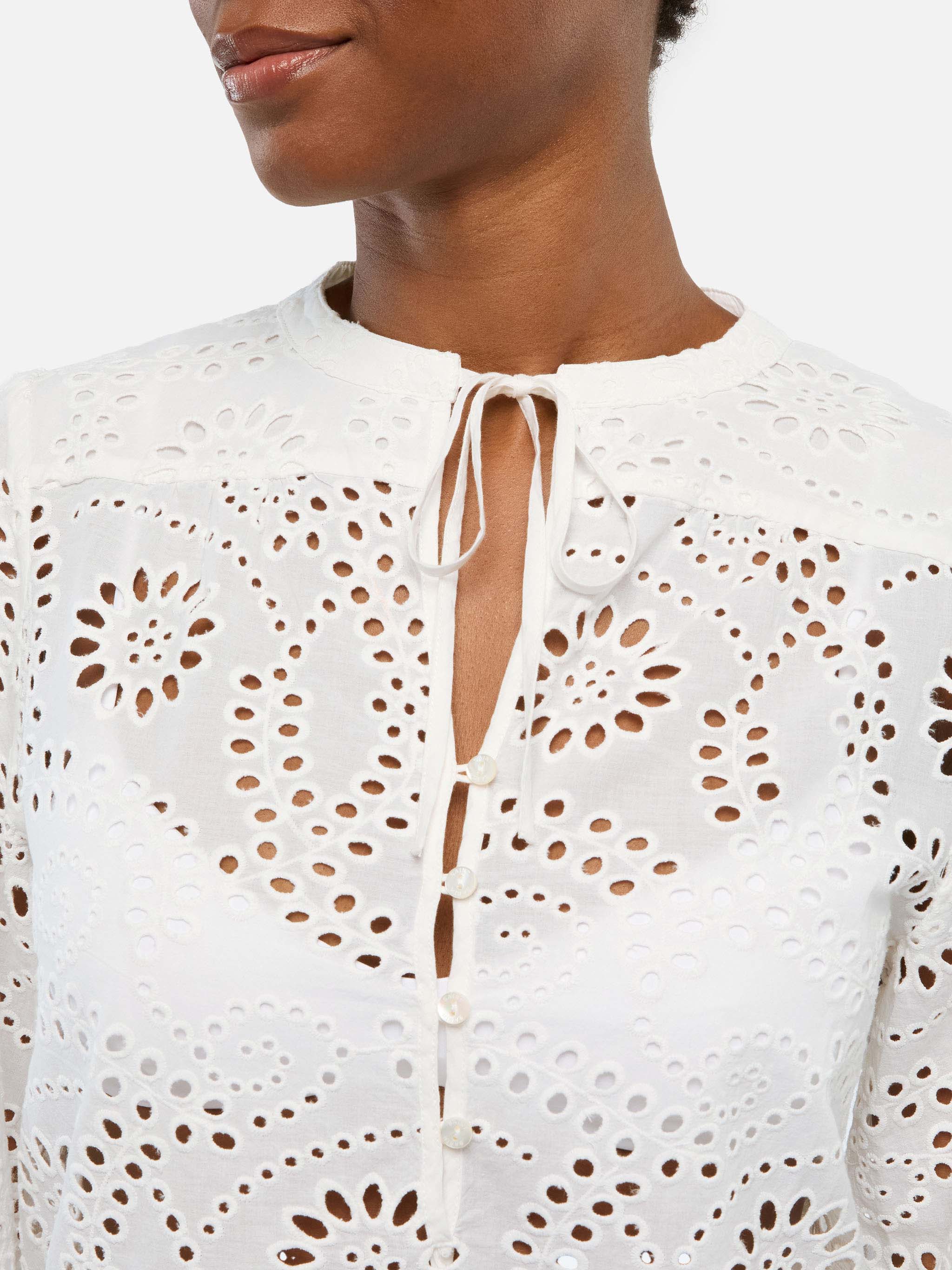 Harper silk voile blouse in white Sangallo lace - Image 2
