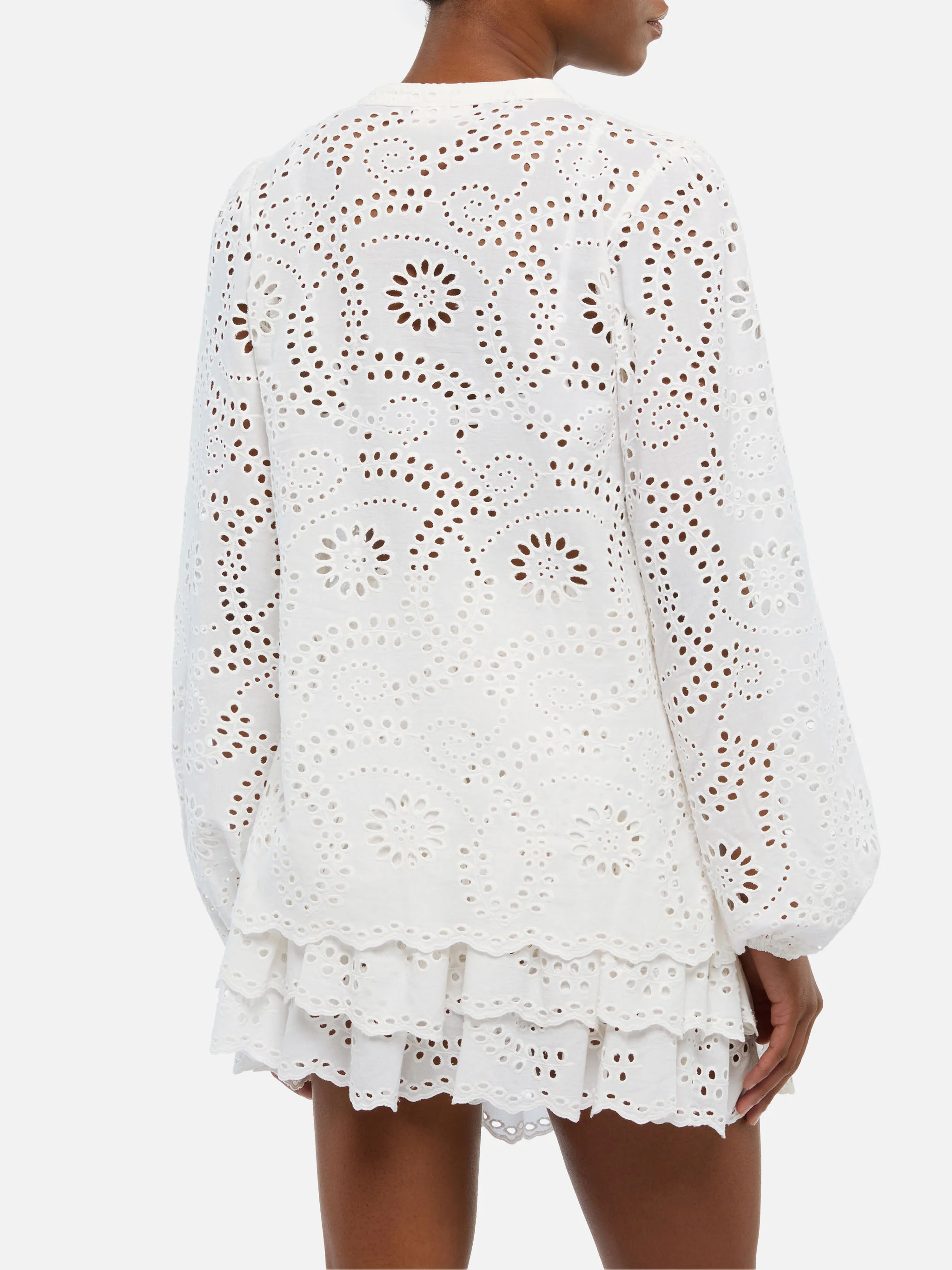Harper silk voile blouse in white Sangallo lace - Image 3