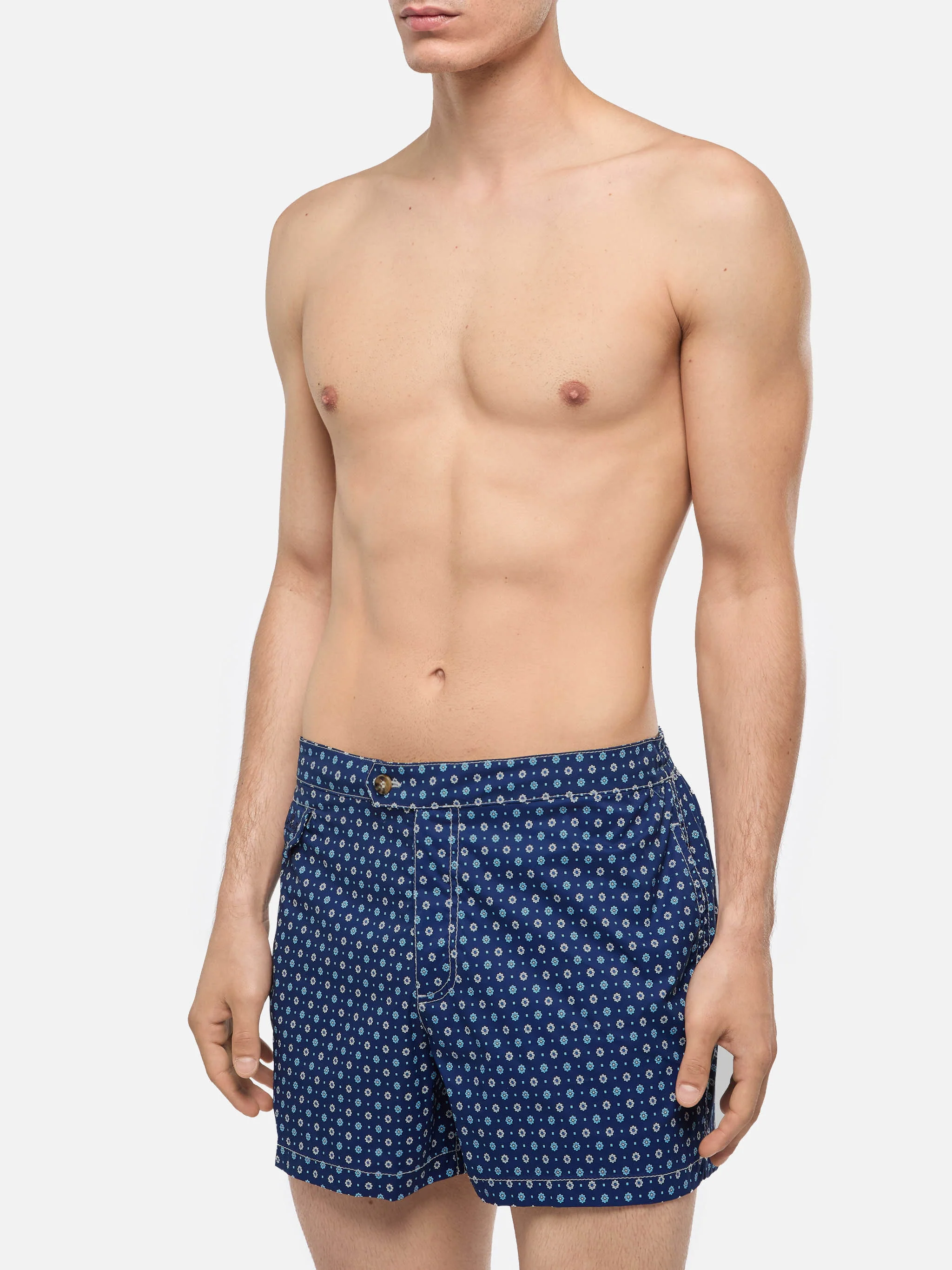 Harrys fitted cut swim shorts with flower tie print - Image 3