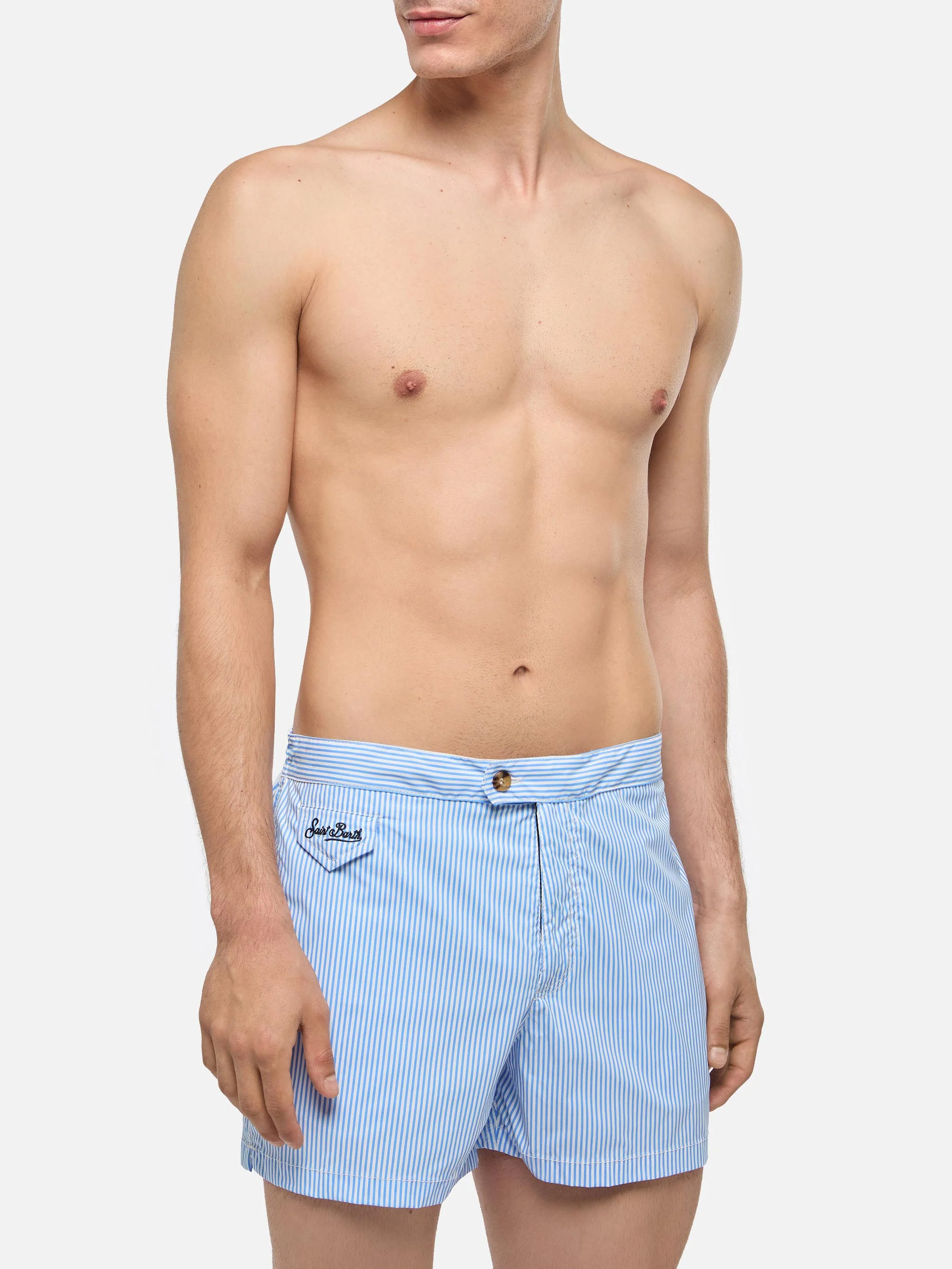 Harrys fitted cut swim shorts with striped print - Image 3