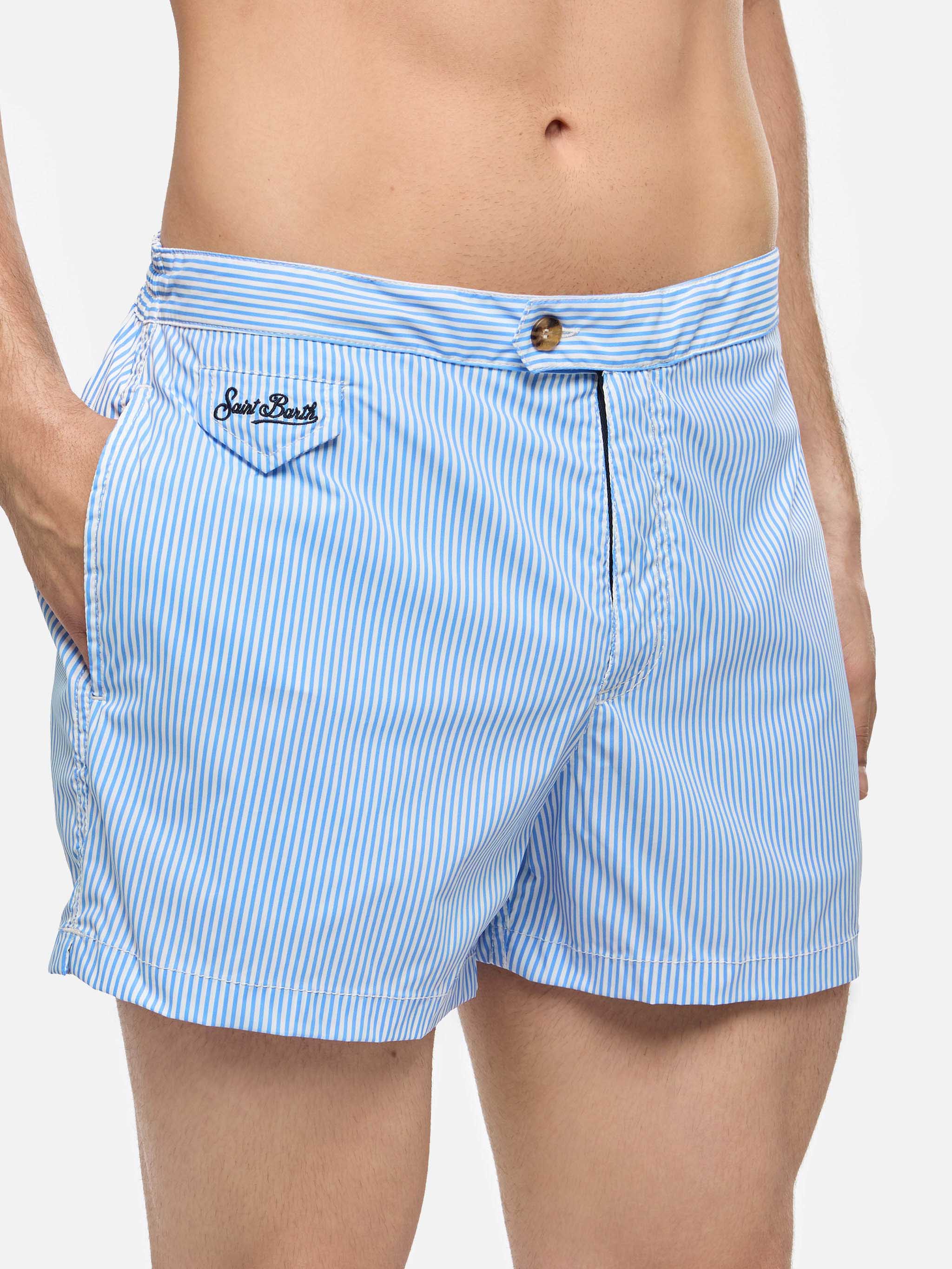 Harrys fitted cut swim shorts with striped print - Image 4