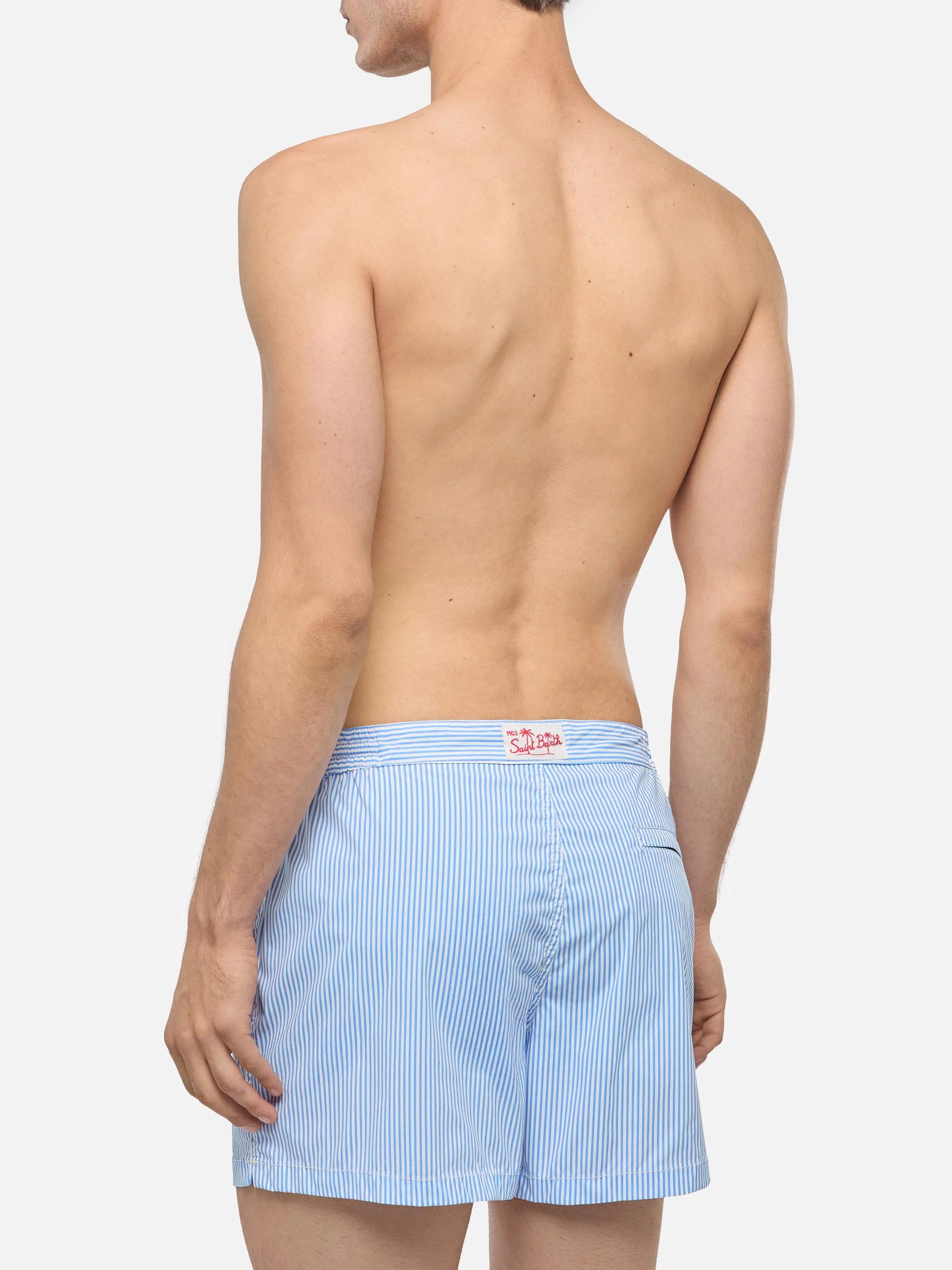 Harrys fitted cut swim shorts with striped print - Image 5