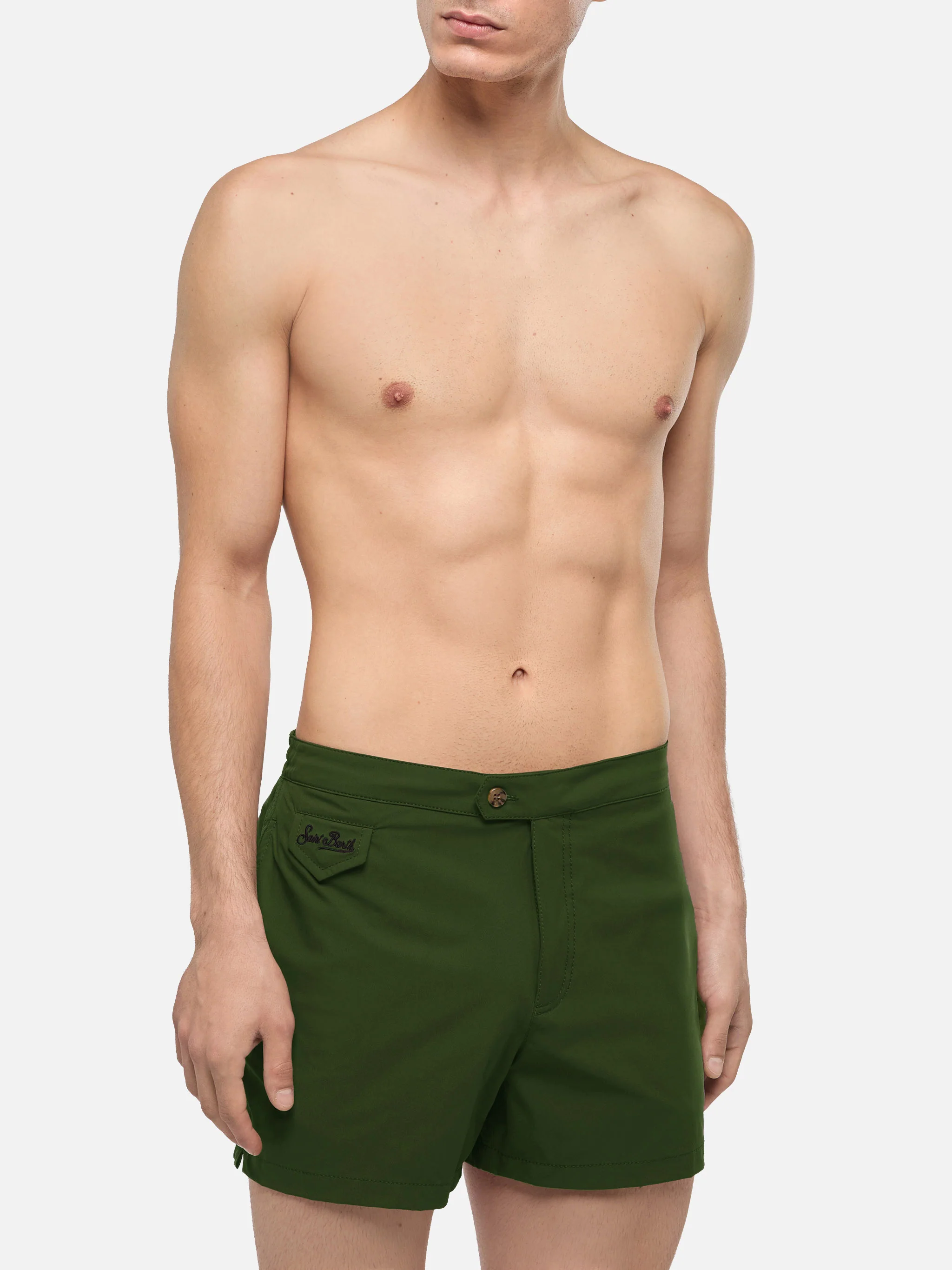 Harrys military green fitted cut swim shorts - Image 3