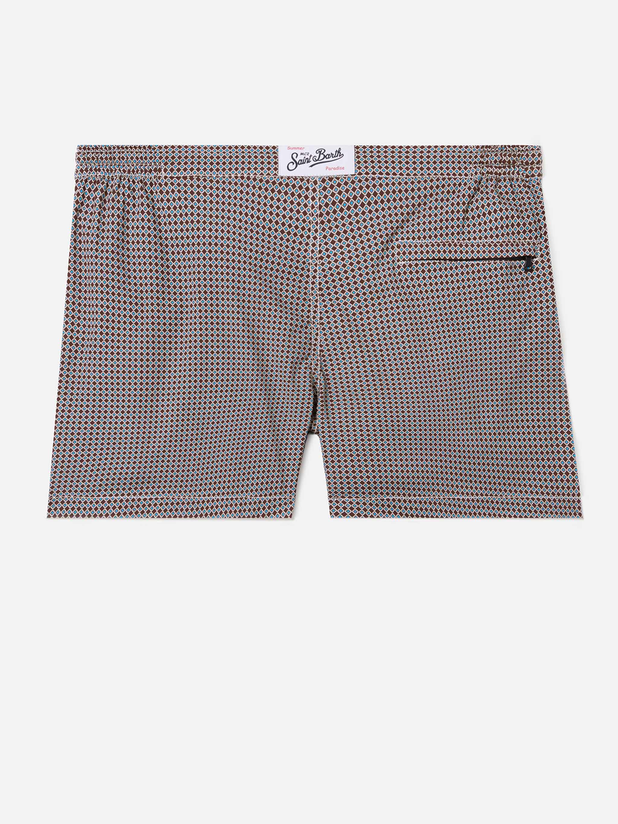 Harrys swim shorts with geometric print in brown - Image 2