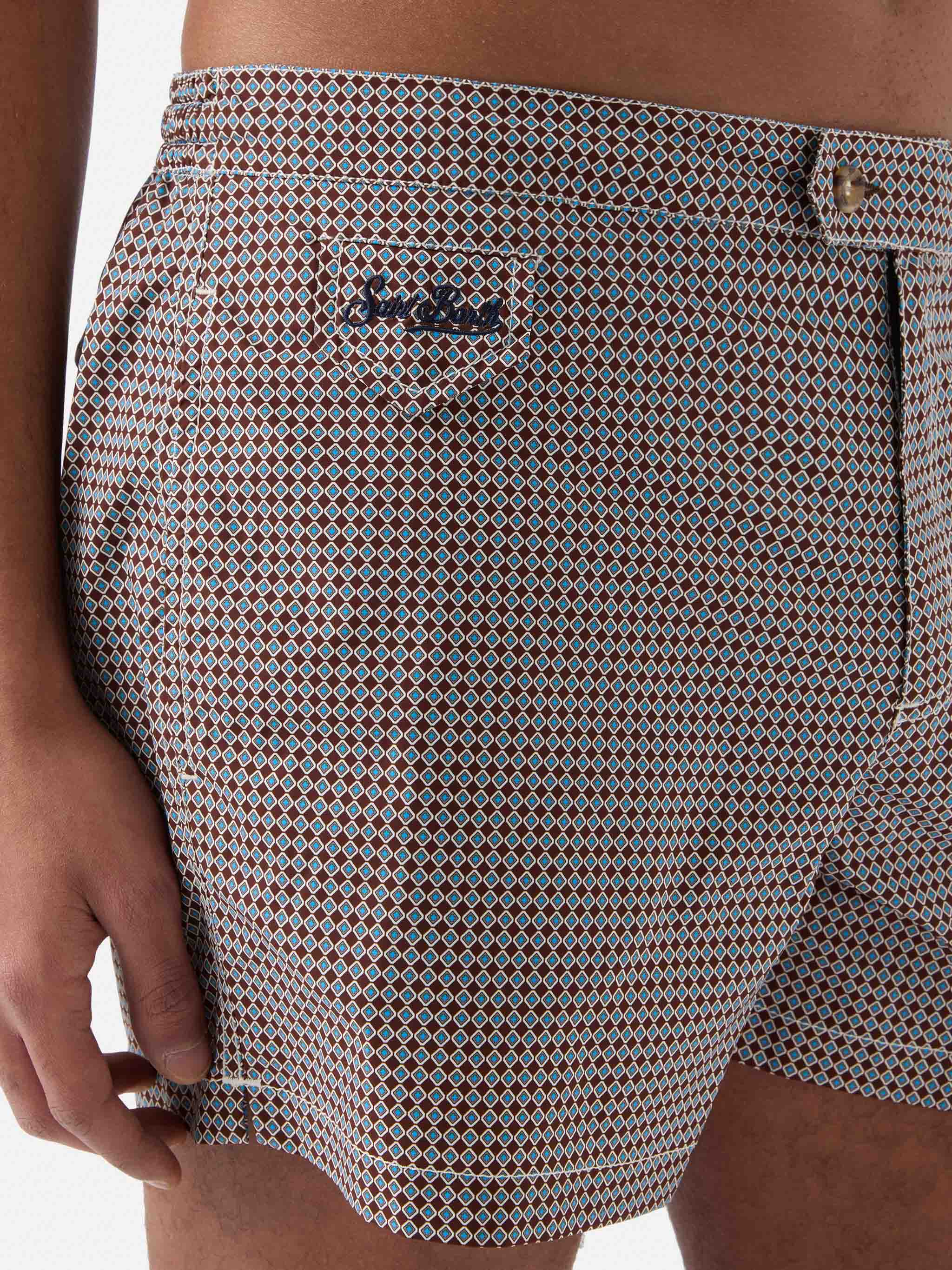 Harrys swim shorts with geometric print in brown - Image 4