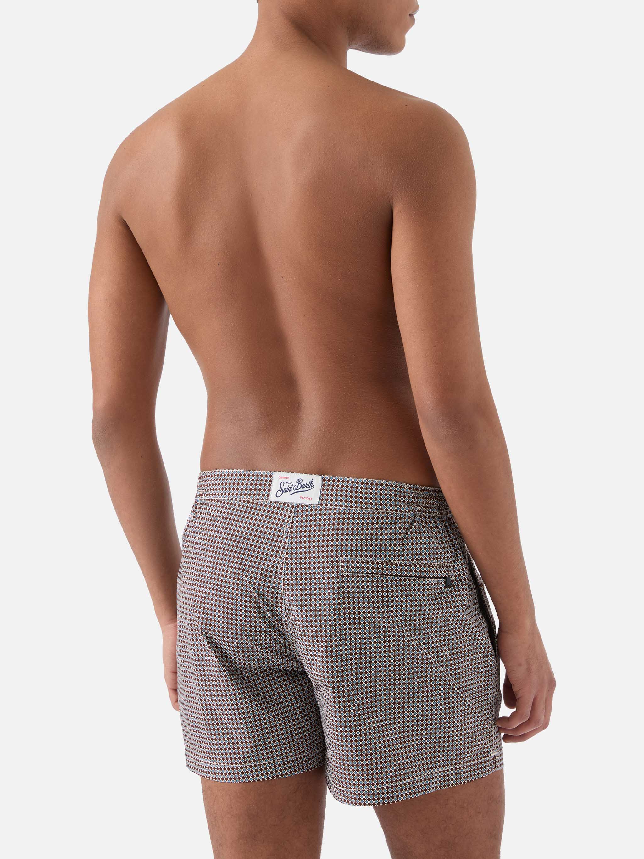 Harrys swim shorts with geometric print in brown - Image 5