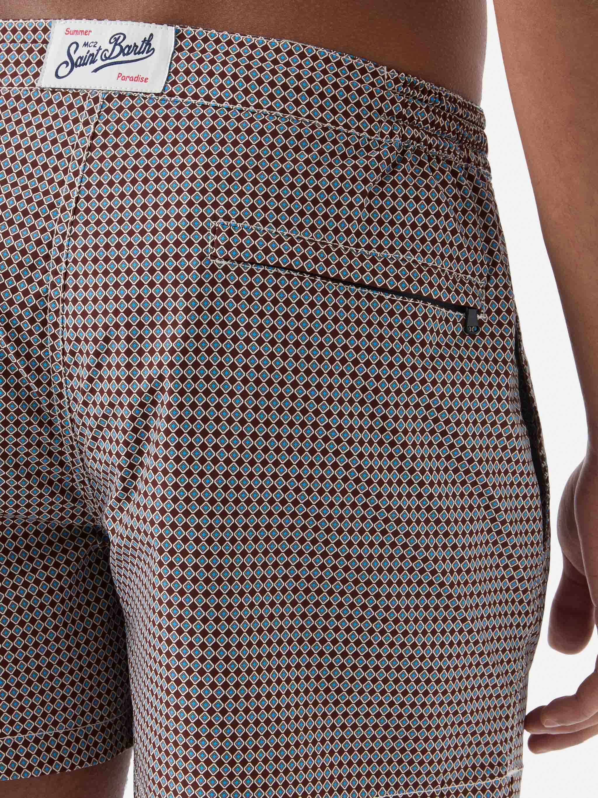 Harrys swim shorts with geometric print in brown - Image 6