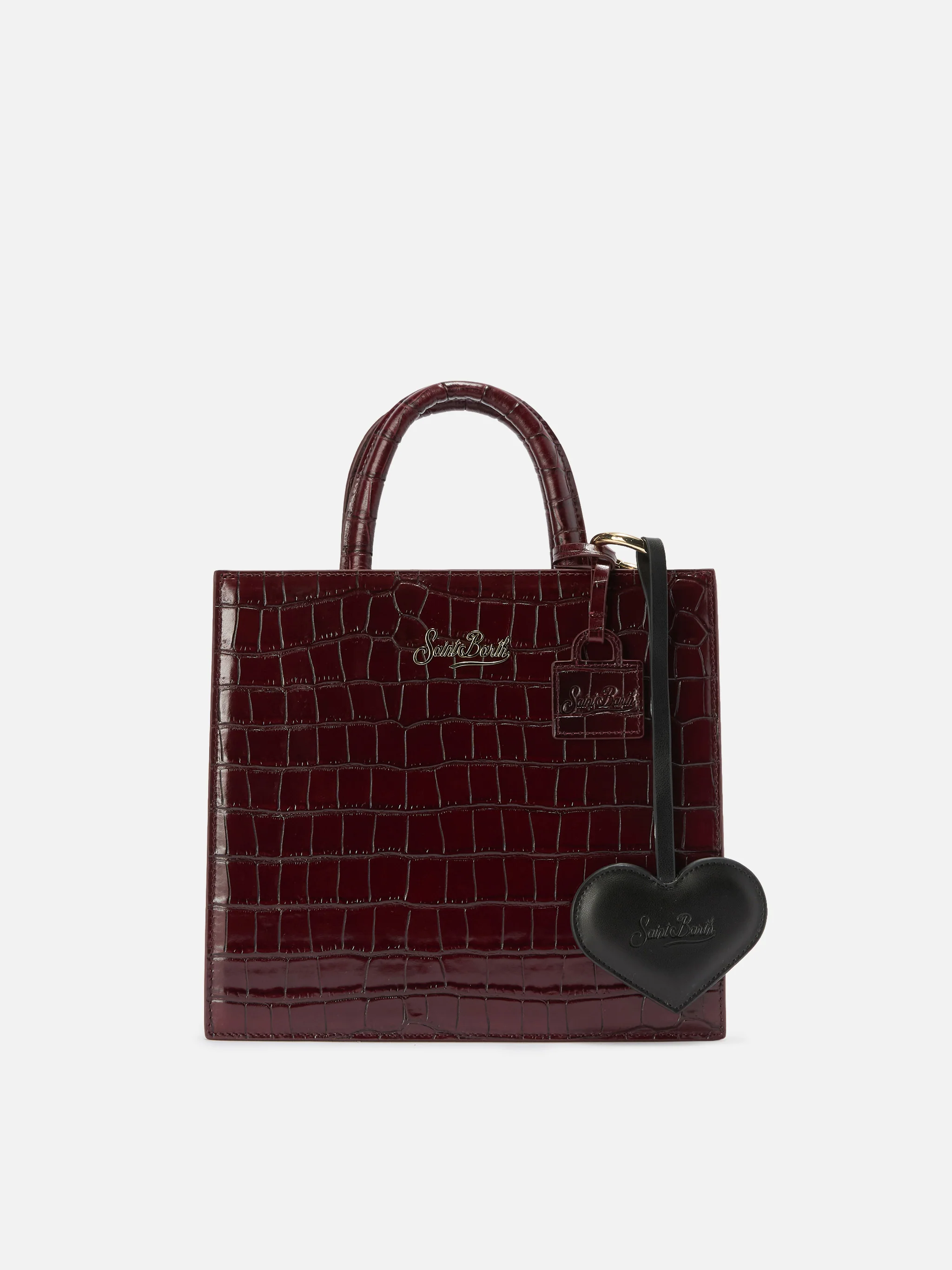 Heart Bag Charm in black leather - Image 2