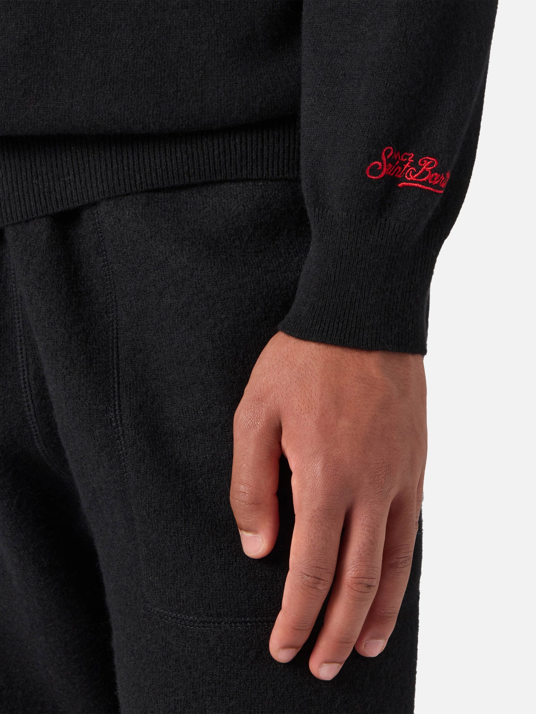 Heron Light crewneck in black with Yuppies jacquard and embroidery | YUPPIES SPECIAL EDITION - Image 4