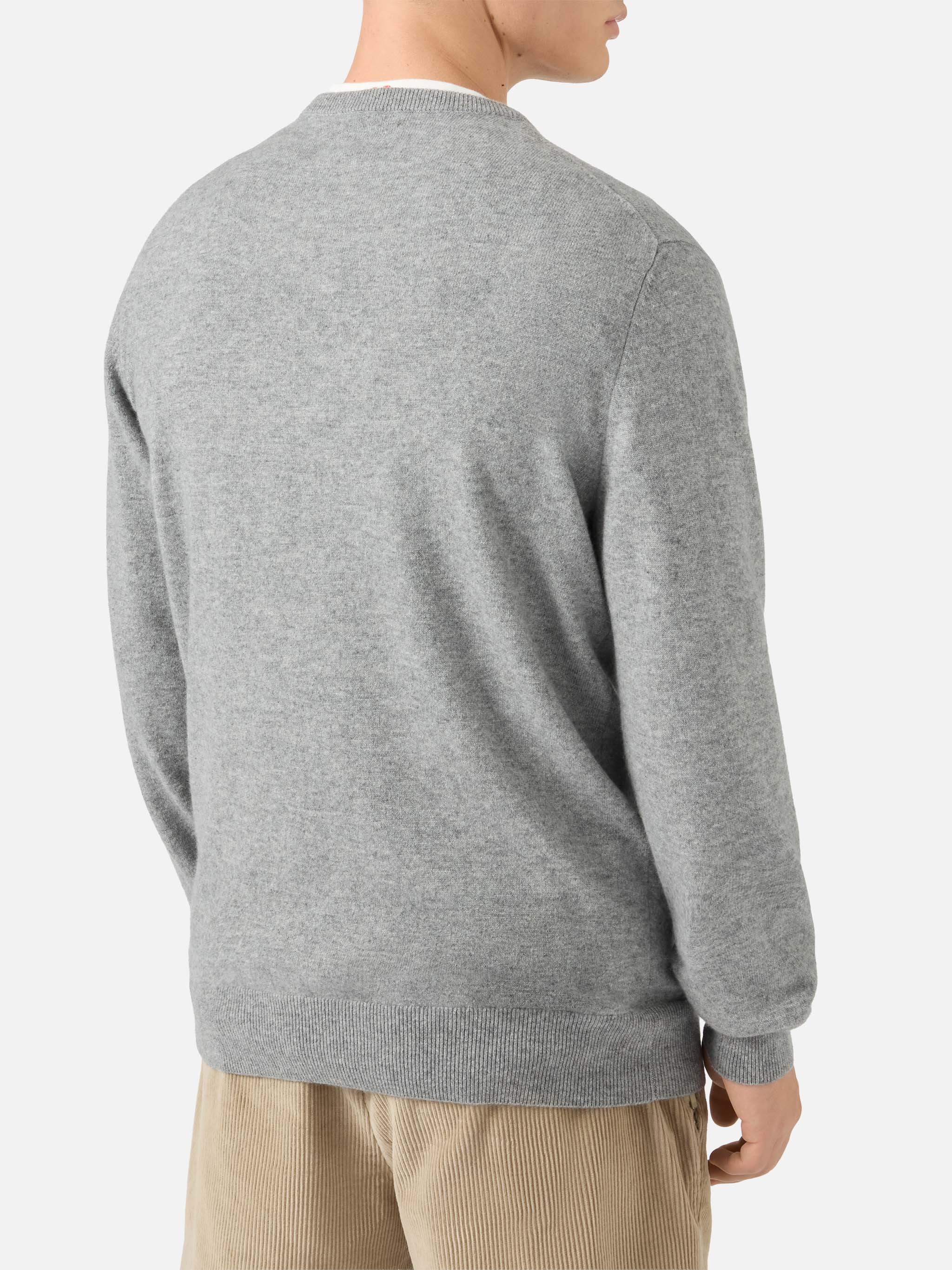 Heron Light sweater in grey 100% CASHMERE with St. Moritz intarsia | ST. MORITZ TOP OF THE WORLD - Image 3