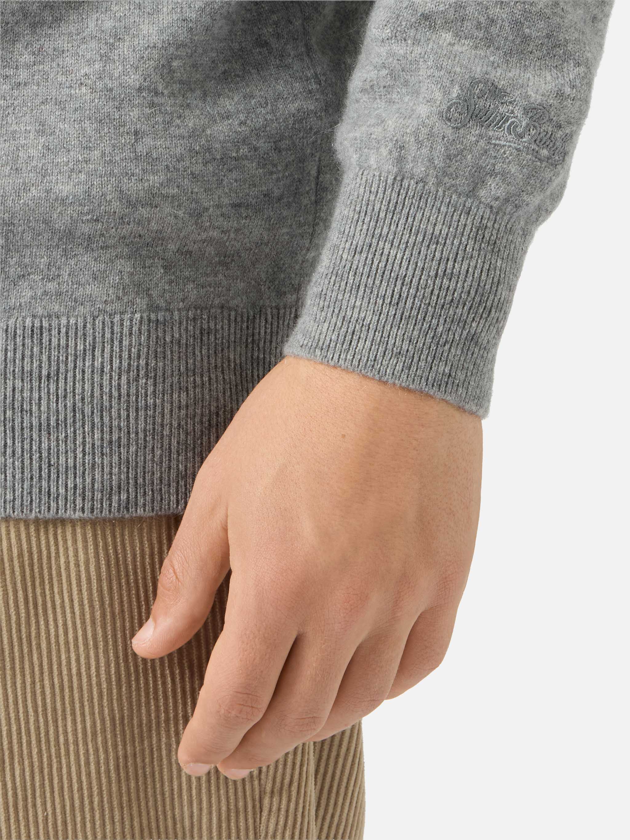 Heron Light sweater in grey 100% CASHMERE with St. Moritz intarsia | ST. MORITZ TOP OF THE WORLD - Image 4