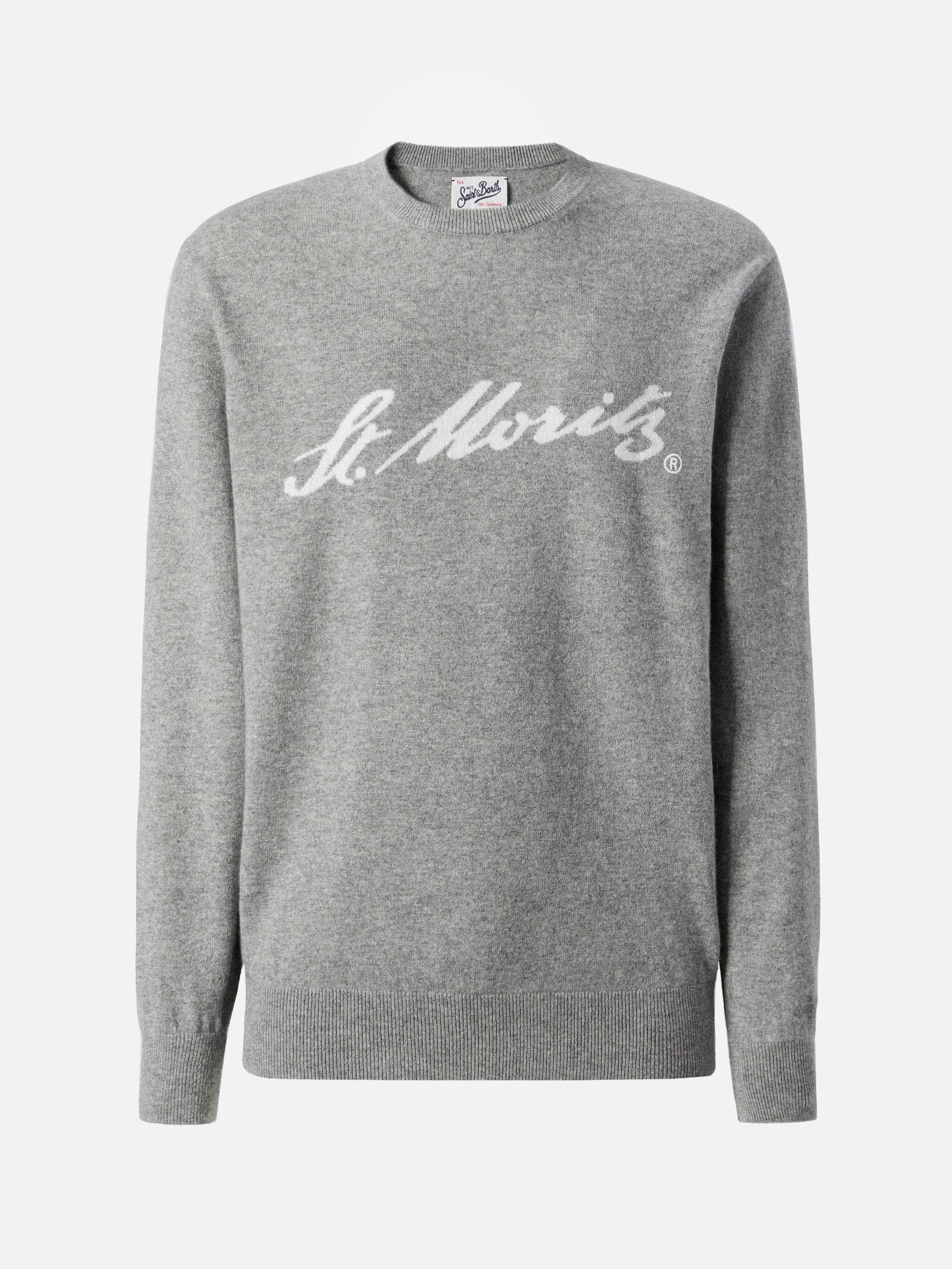 Heron Light sweater in grey 100% CASHMERE with St. Moritz intarsia | ST. MORITZ TOP OF THE WORLD - Image 5