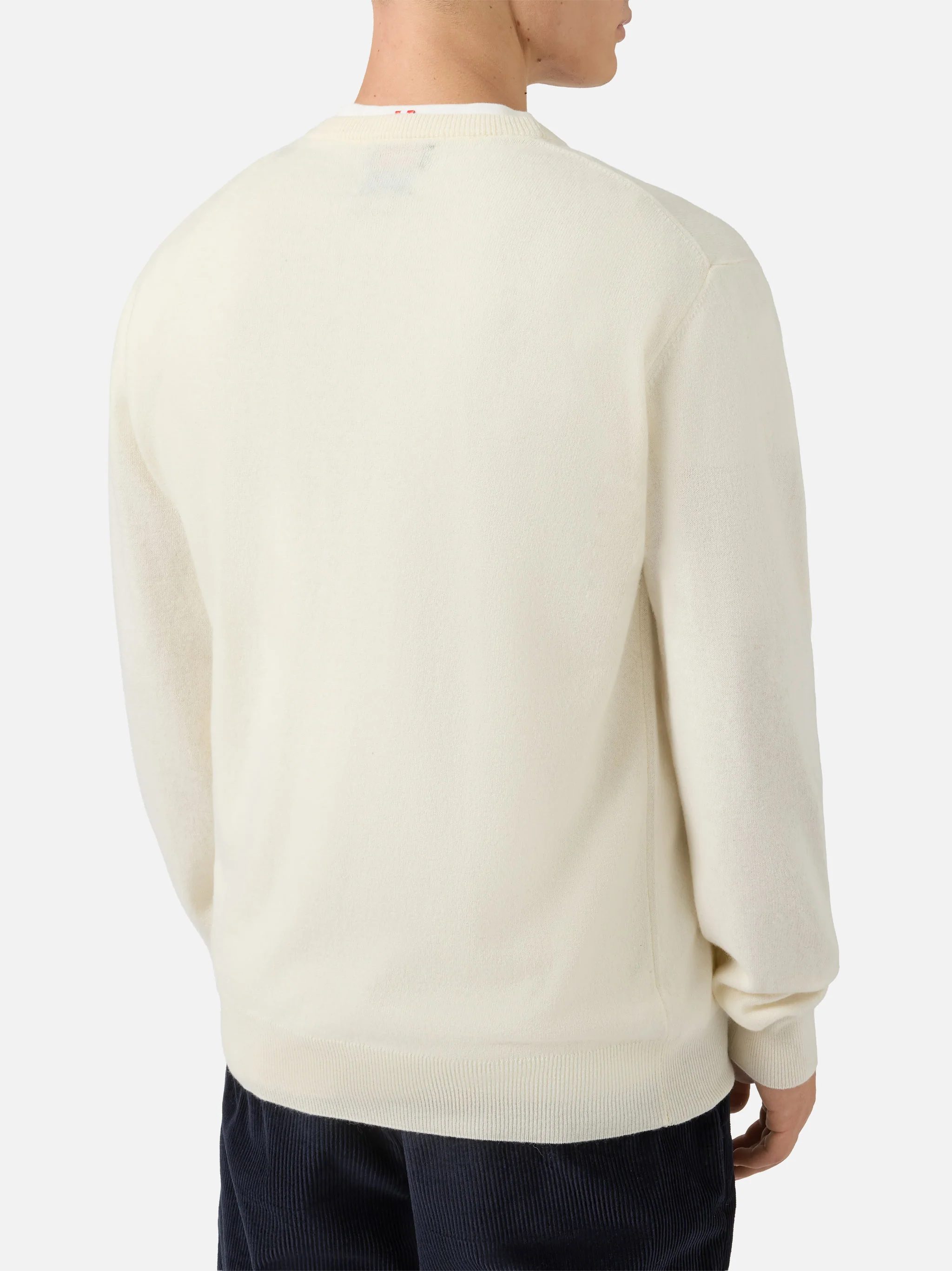 Heron Light crewneck in white with Yuppies jacquard and embroidery | YUPPIES SPECIAL EDITION - Image 3