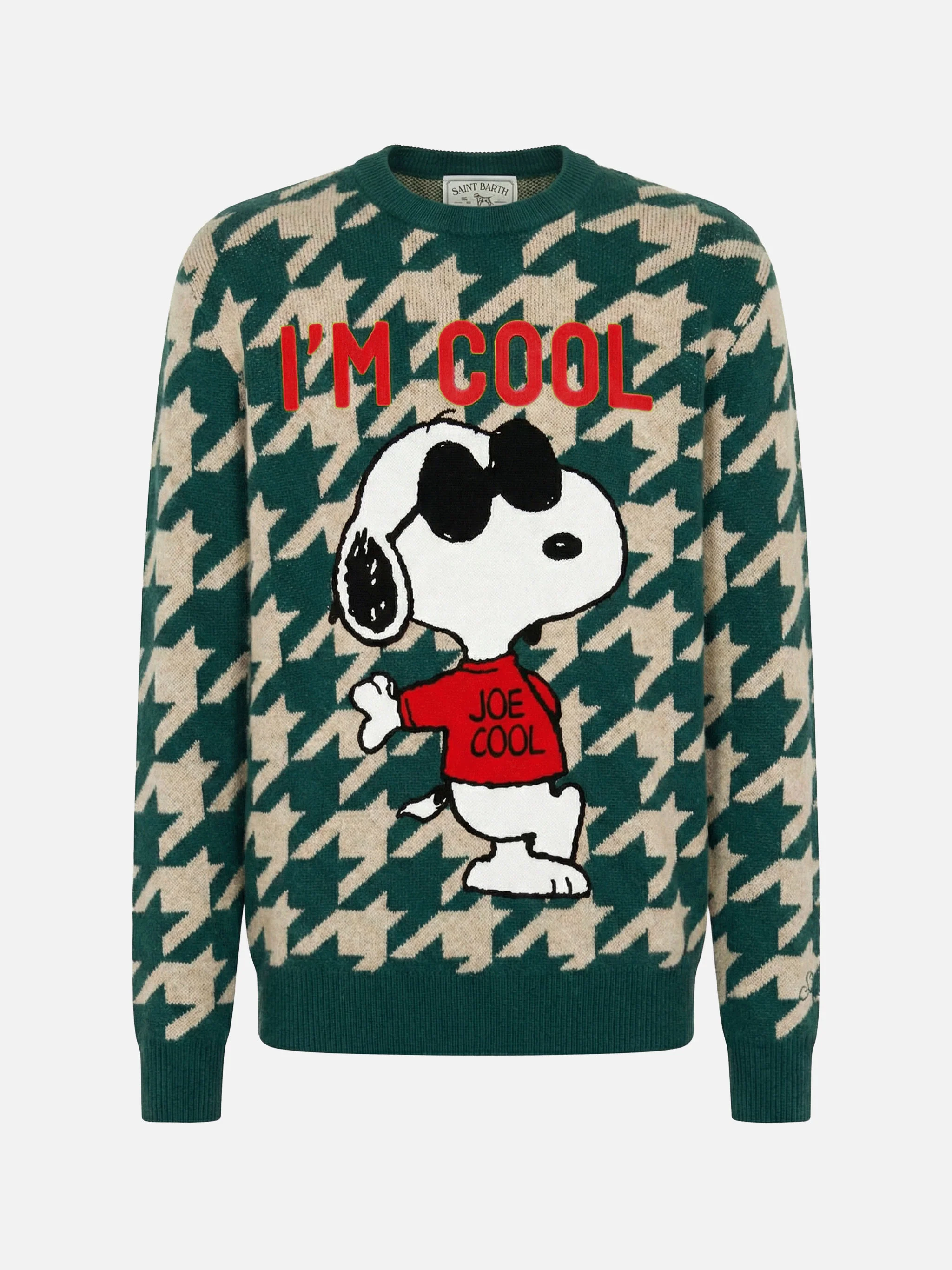 Heron P green sweater with Snoopy jacquard knit | SNOOPY – PEANUTS™ SPECIAL EDITION - Image 3