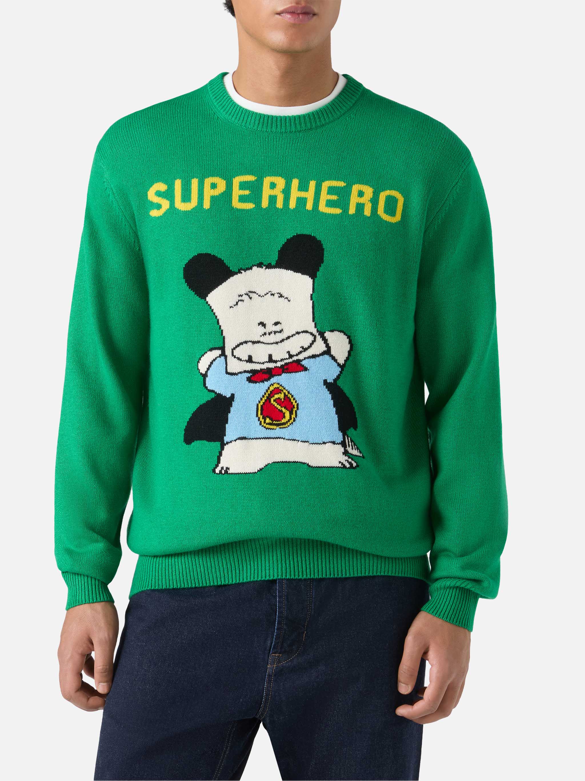 Heron sweater in green with Hello Spank jacquard | HELLO SPANK SPECIAL EDITION