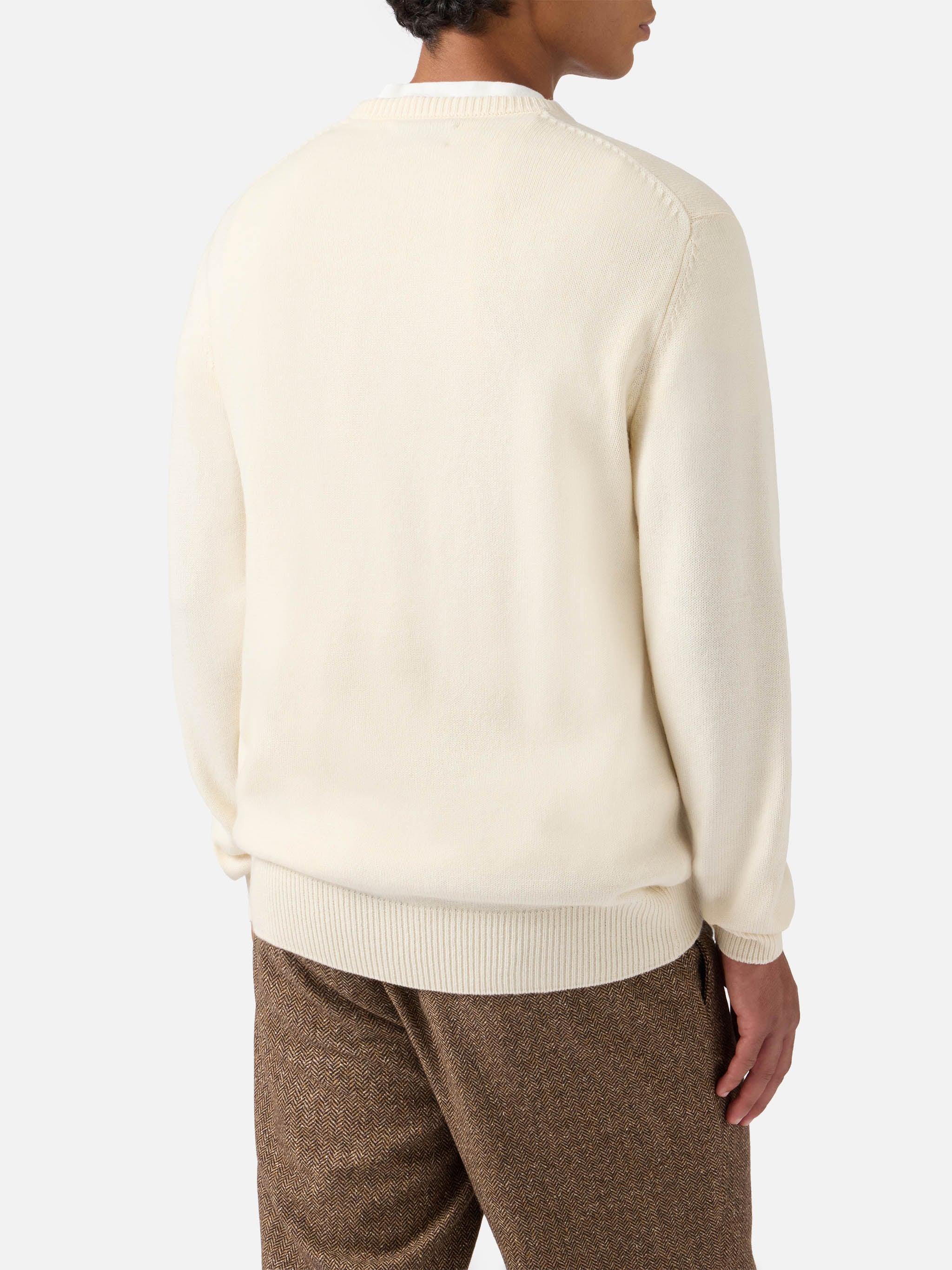 Heron crewneck in white with St. Moritz Polo jacquard - Image 3