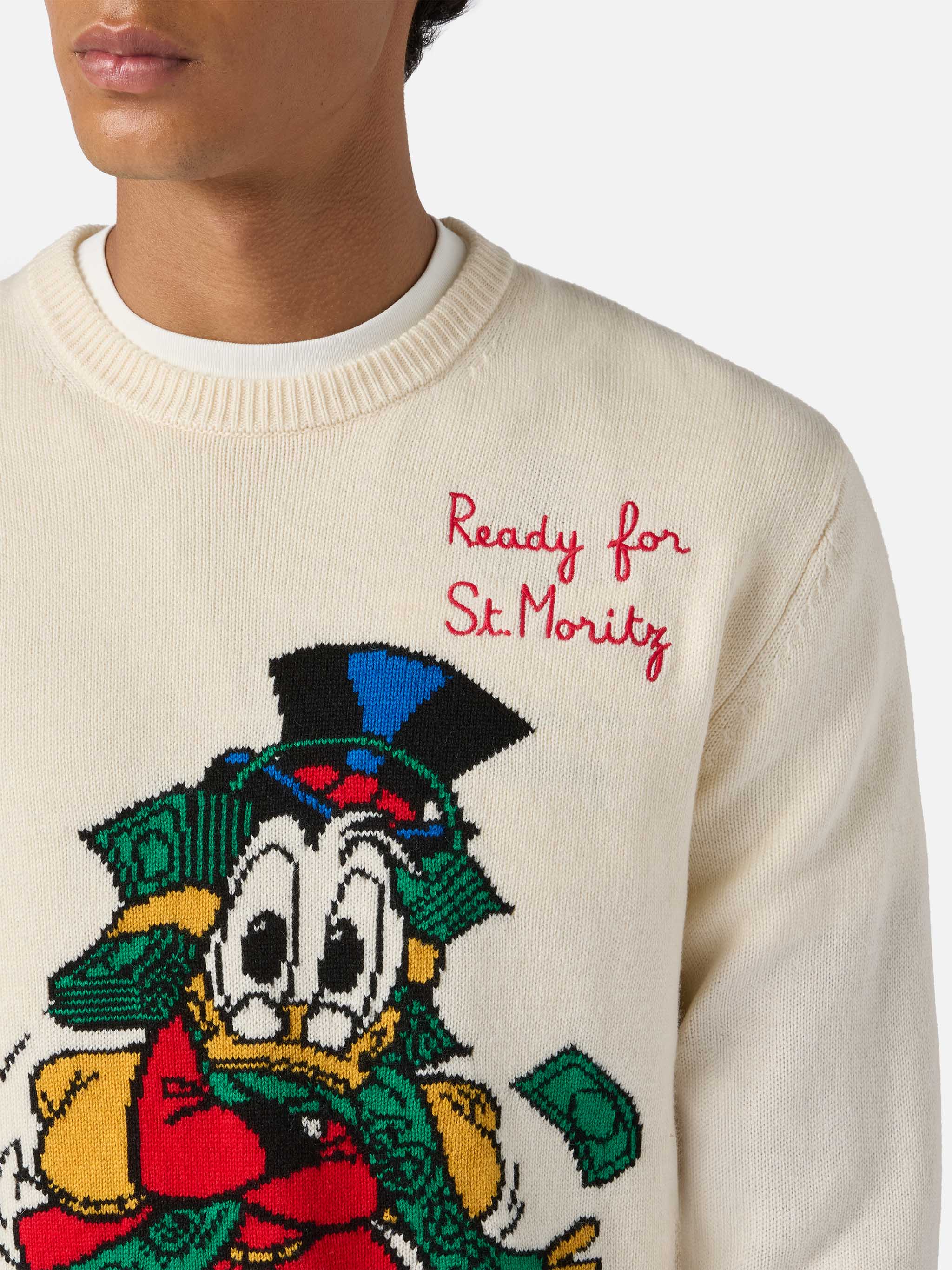 Heron crewneck in white with Uncle Scrooge jacquard | DISNEY SPECIAL EDITION - Image 2