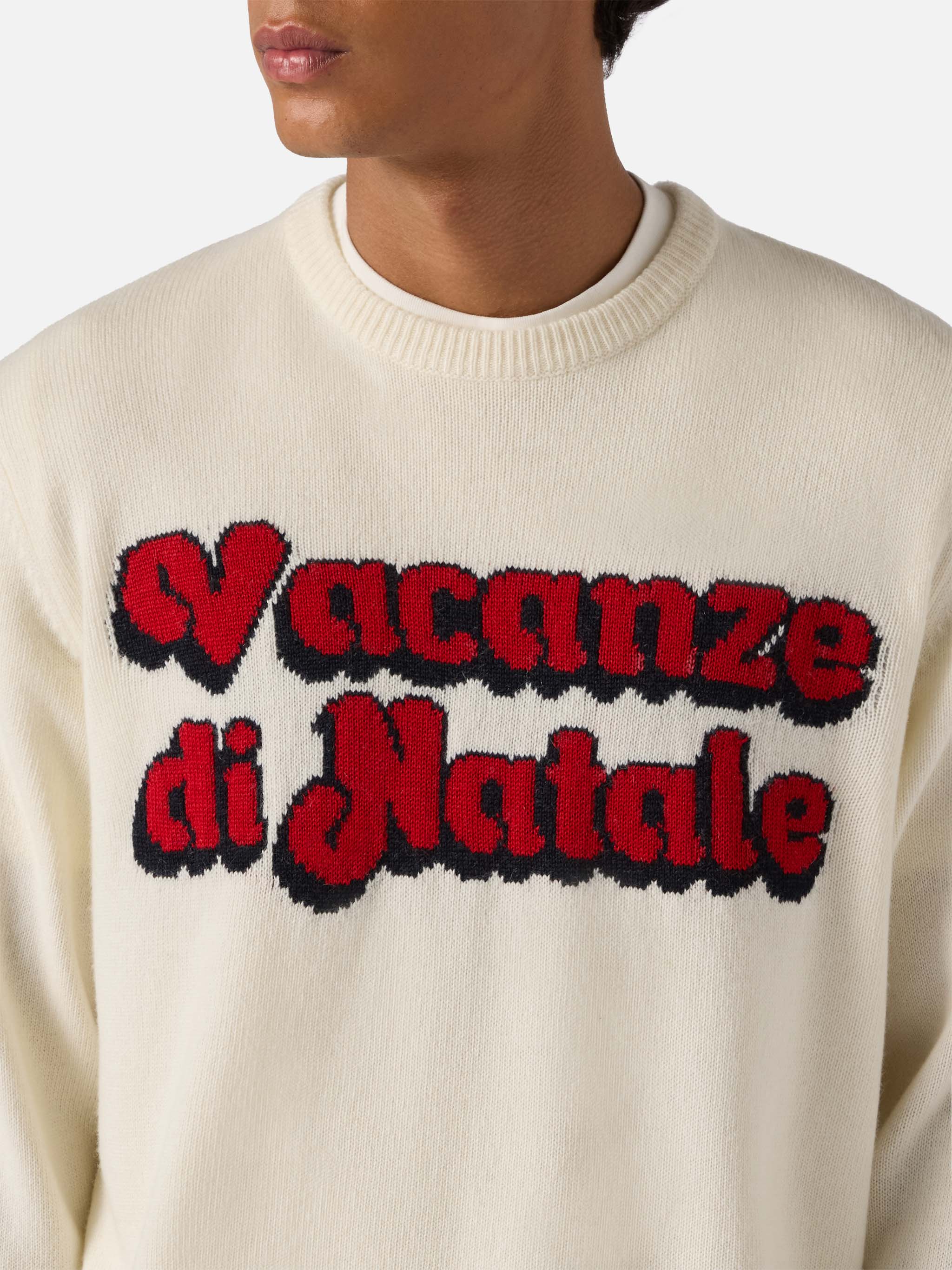 Heron crewneck in white with Vacanze di Natale jacquard | VACANZE DI NATALE SPECIAL EDITION - Image 2
