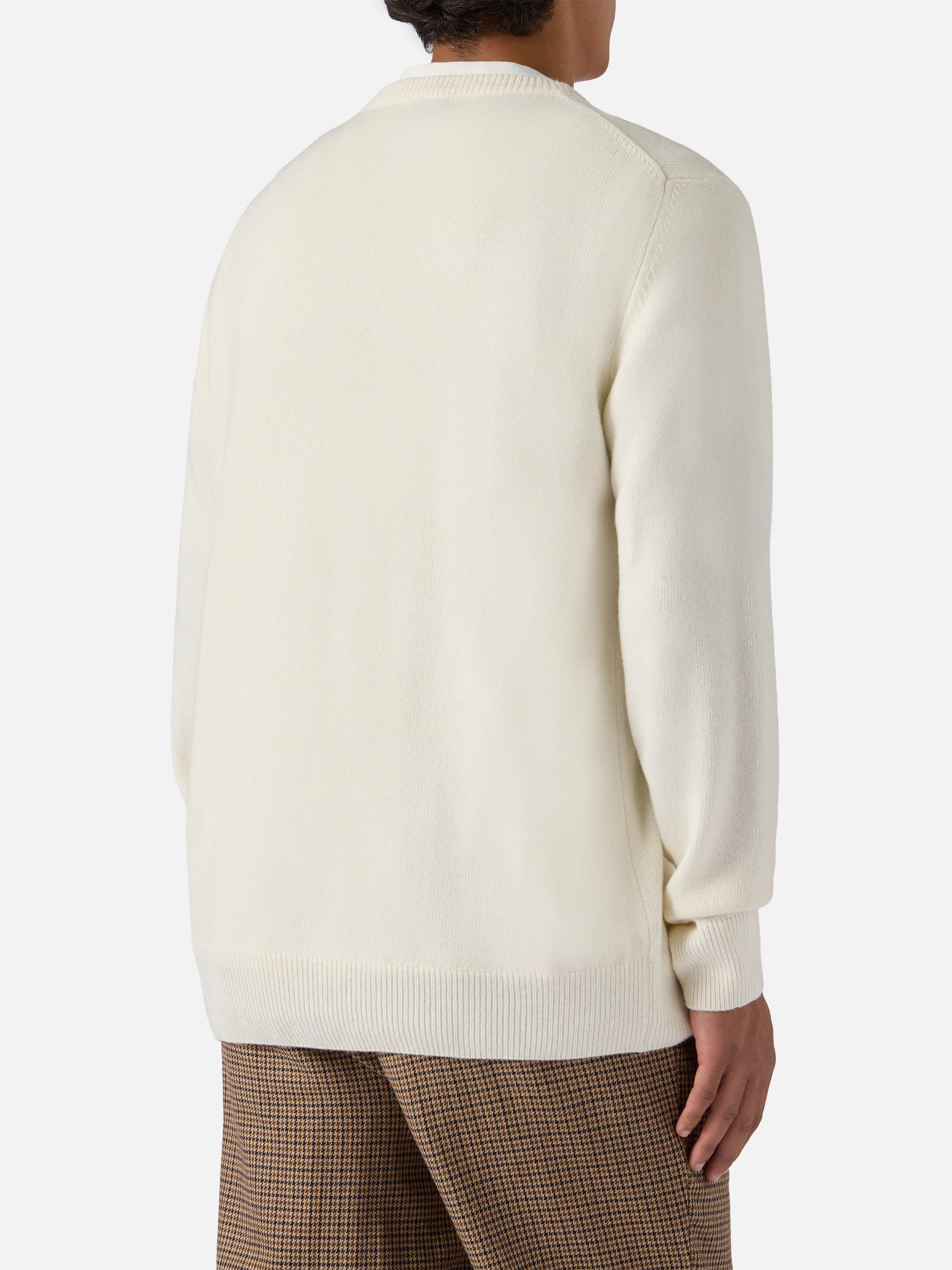 Heron crewneck in white with Vacanze di Natale jacquard | VACANZE DI NATALE SPECIAL EDITION - Image 3