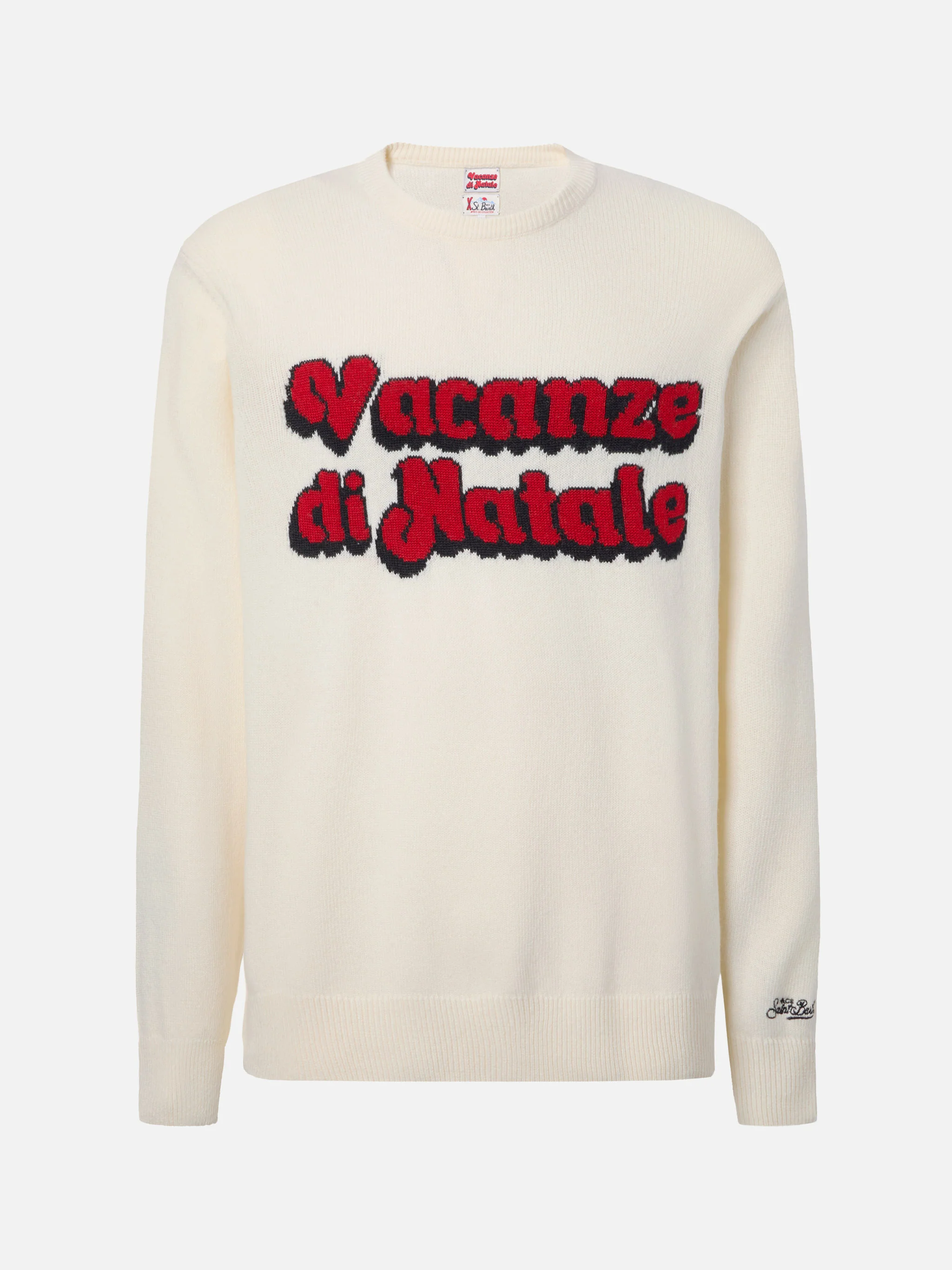 Heron crewneck in white with Vacanze di Natale jacquard | VACANZE DI NATALE SPECIAL EDITION - Image 5