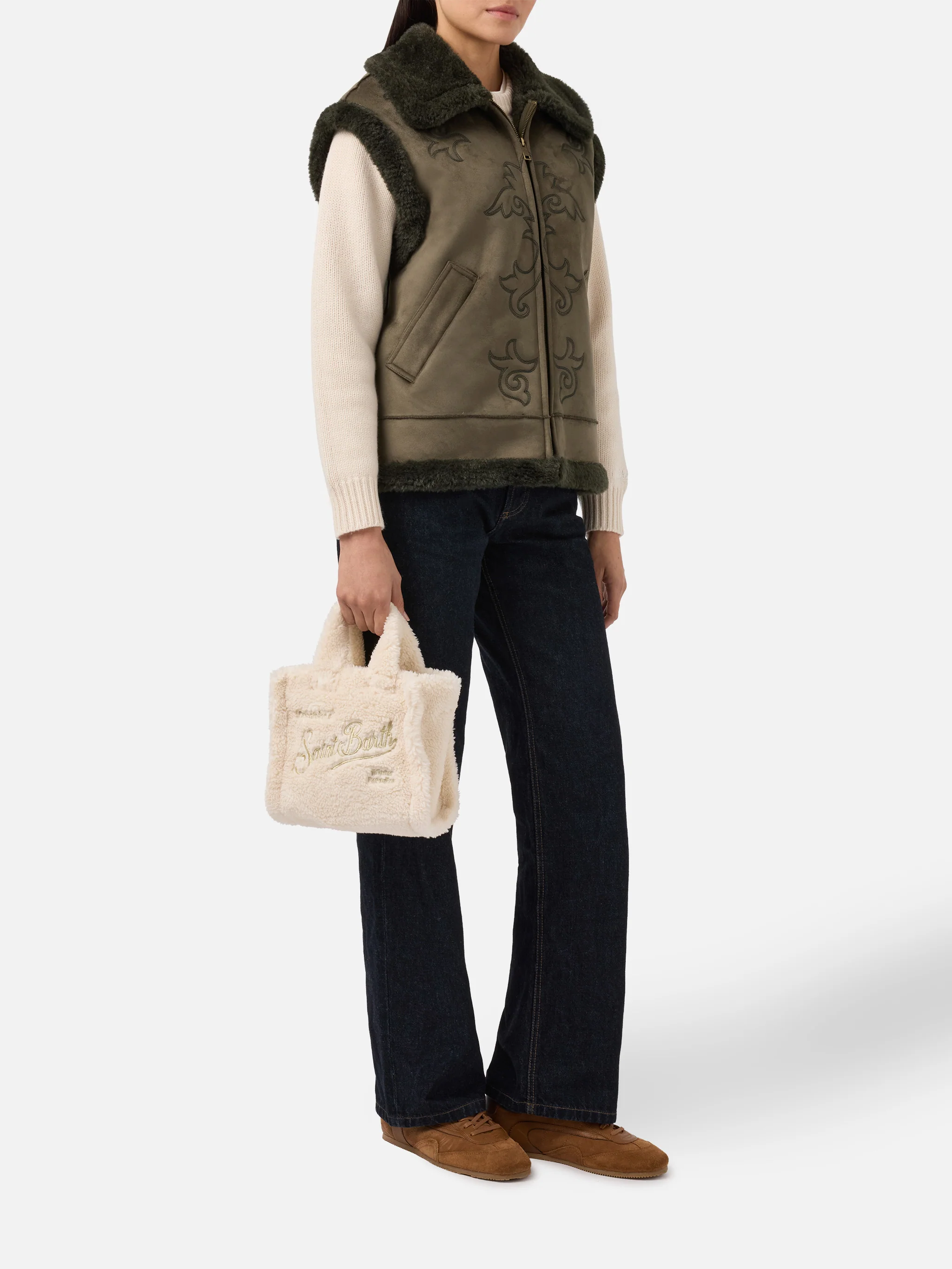 Hesketh faux-shearling gilet with western embroidery - Image 2