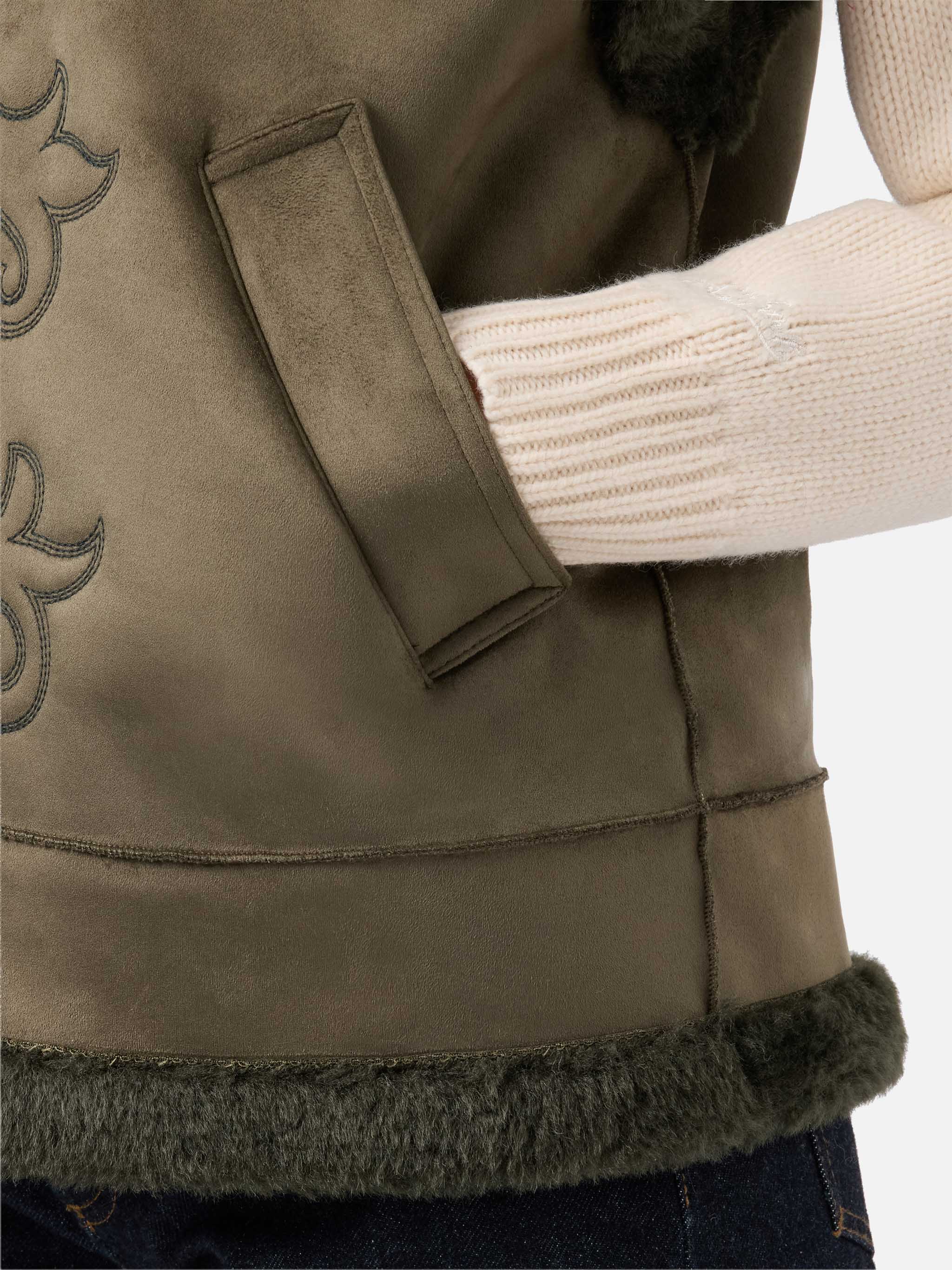 Hesketh faux-shearling gilet with western embroidery - Image 5