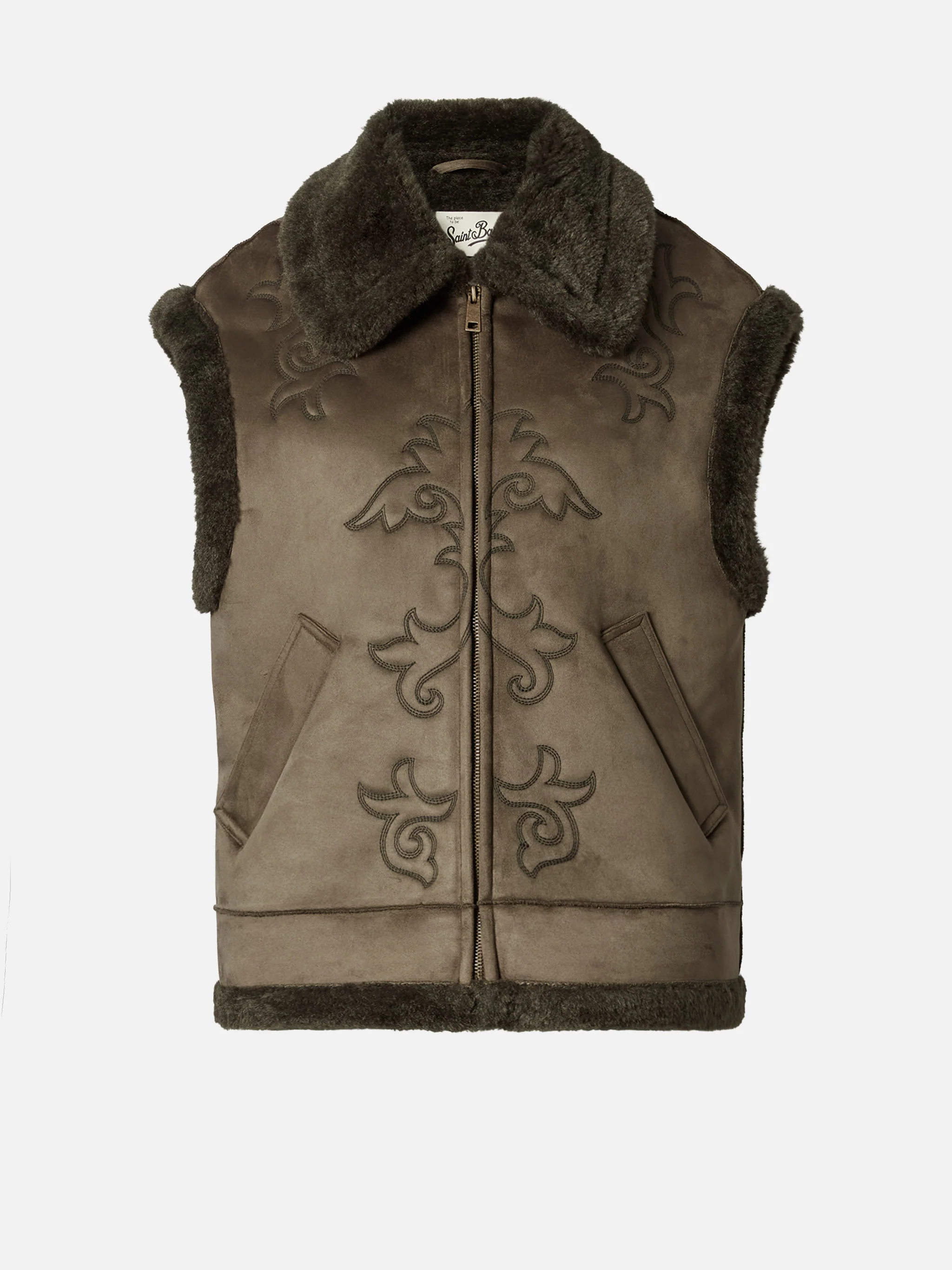 Hesketh faux-shearling gilet with western embroidery - Image 6