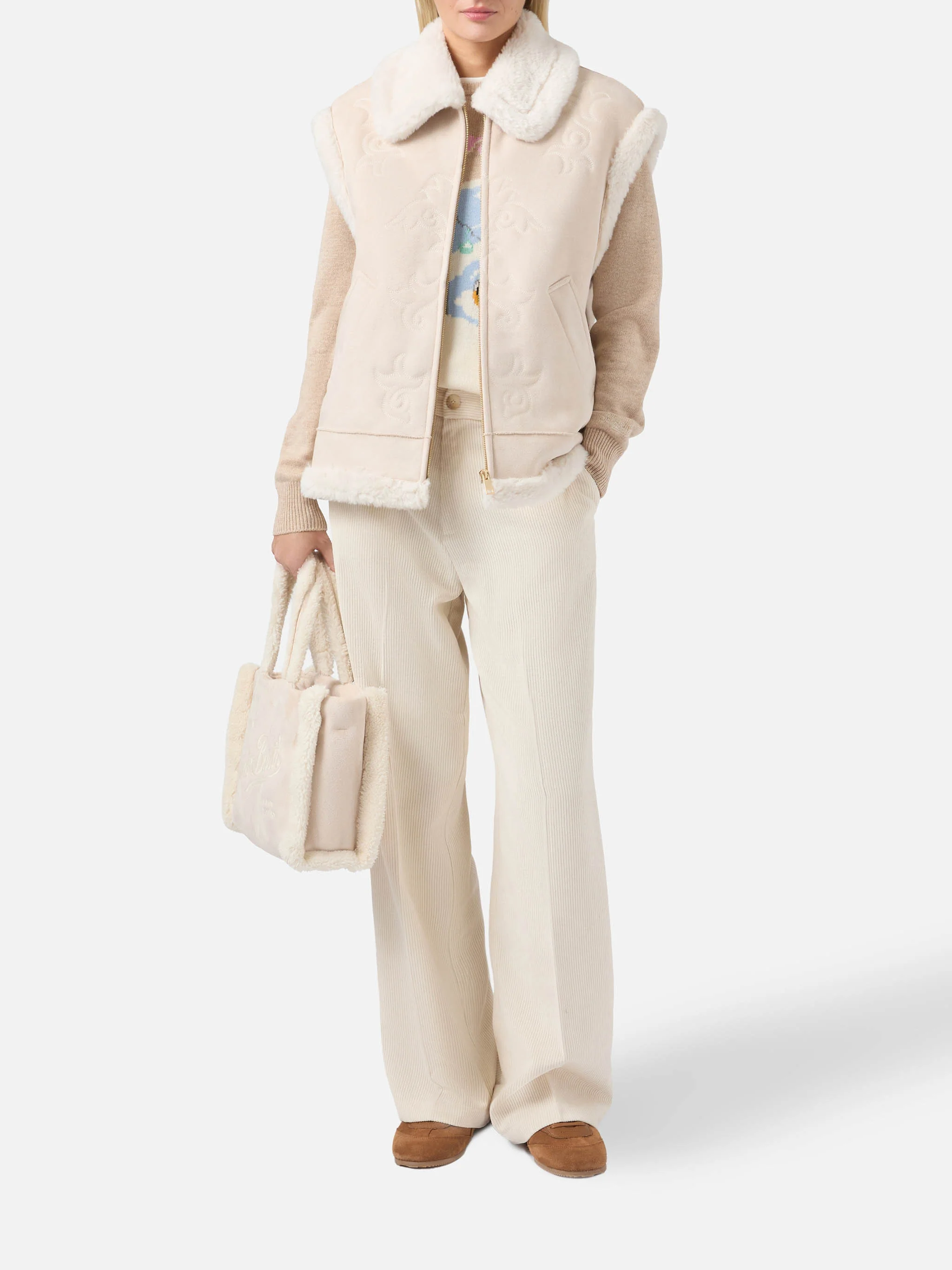 Hesketh faux-shearling gilet with western embroidery - Image 2